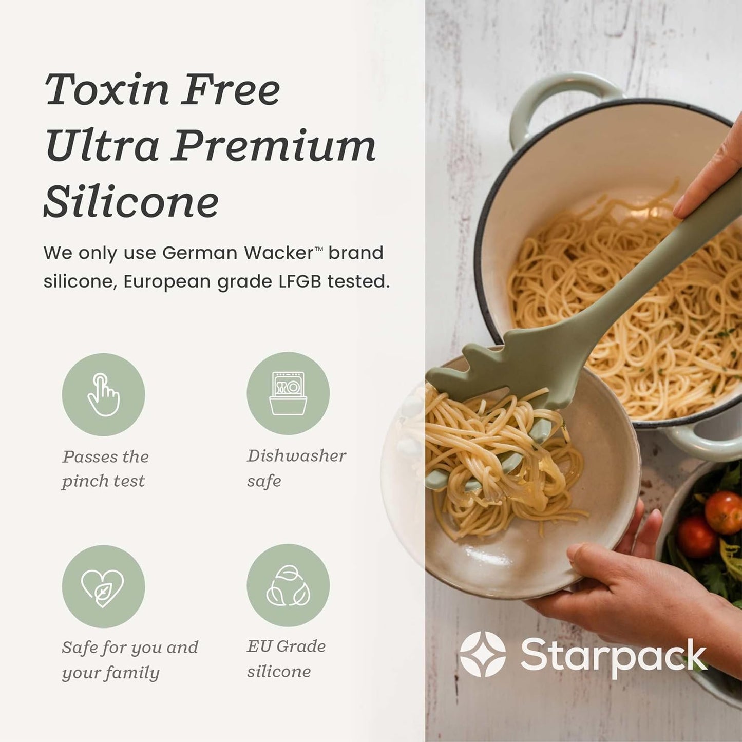 Starpack 'Like a Boss' XL Premium Silicone Cooking Utensils Set (6 Pcs) - Heat Resistant Kitchen Utensils 600°F - Non-Stick Silicone Utensil Set - Large Kitchen Utensils Set for Cooking & Serving