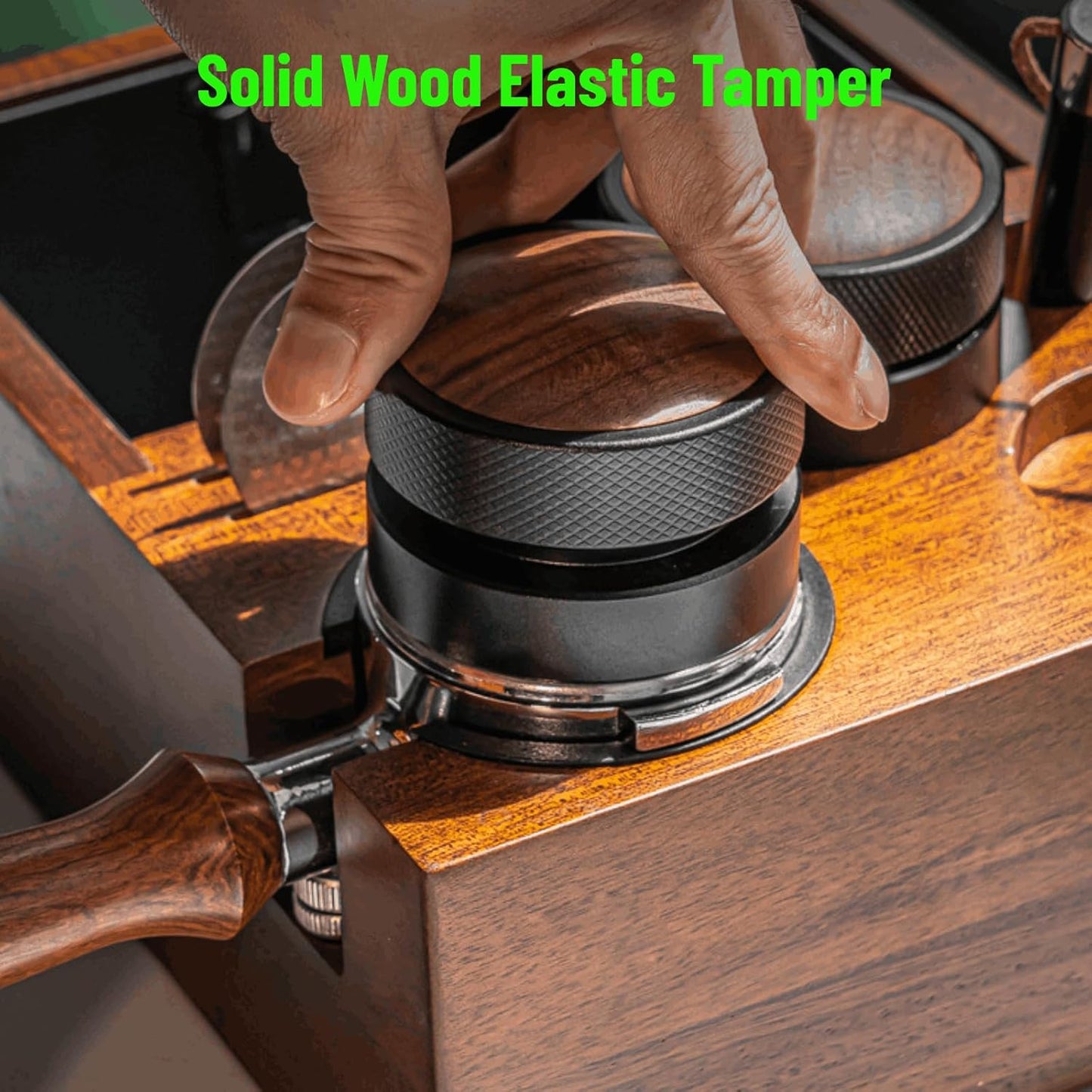 Espresso Tamper for 58mm Coffee Tamper,Self-Adjusting Gravity Tamper,WDT Tool with Clear Memory Scale,Stainless Steel Walnut Tamper for Espresso Coffee Machine Accessories,for Home,Office & Coffee Bar