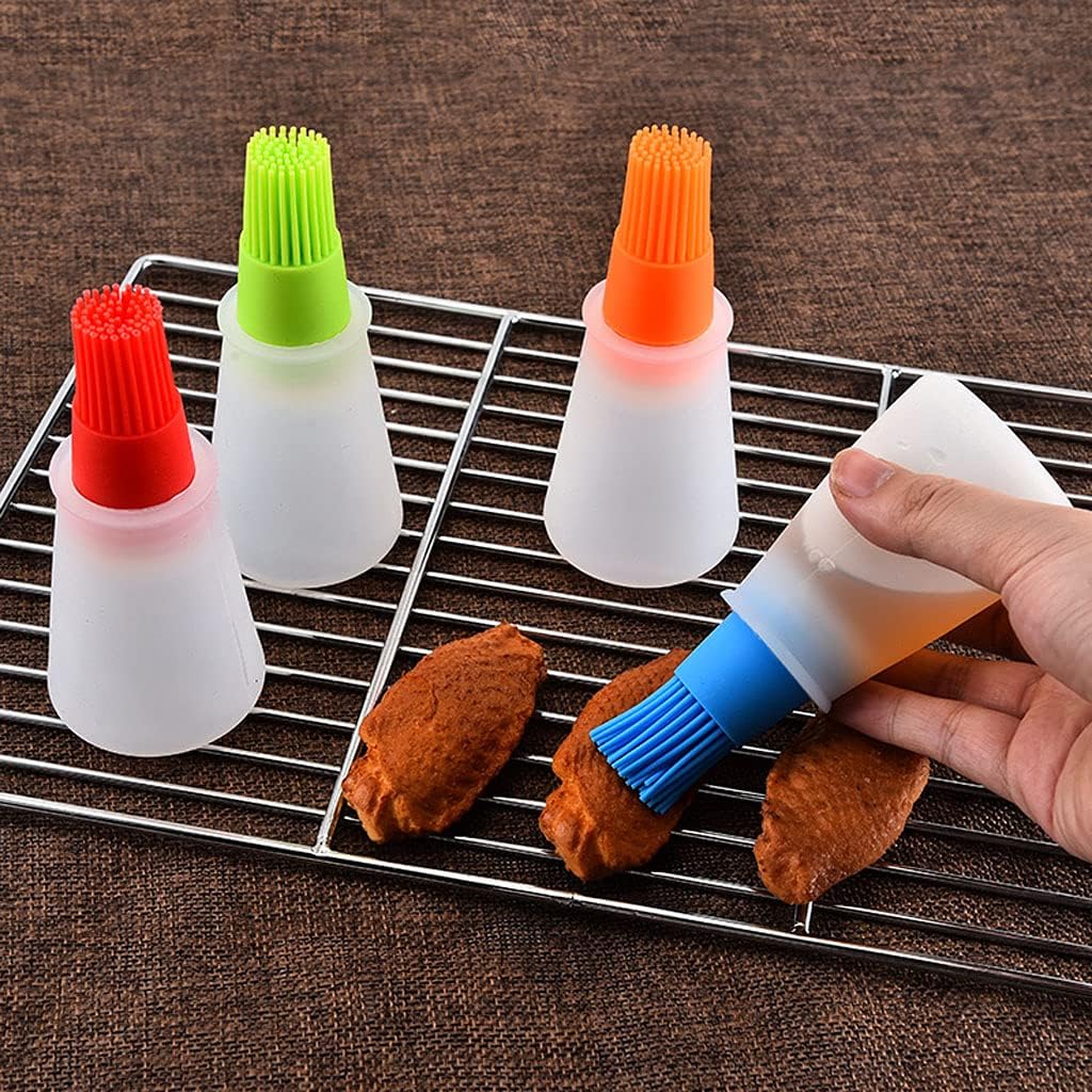 Silicone Oil bottle brush,BBQ/Pastry Basting Brushes,Silicone Cooking Grill Barbecue Baking Pastry Oil/Honey/Sauce Bottle Brush (4 PCS,green)