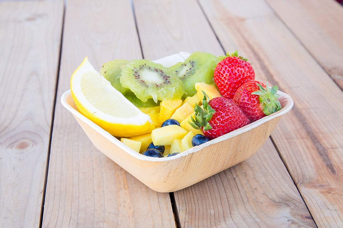 Charity Leaf Disposable Palm Leaf 5" Square Bowl (50 pcs) Dipping Bowls | Bamboo Like| All Natural and Biodegradable | Charcuterie Boards, BBQs, and Parties