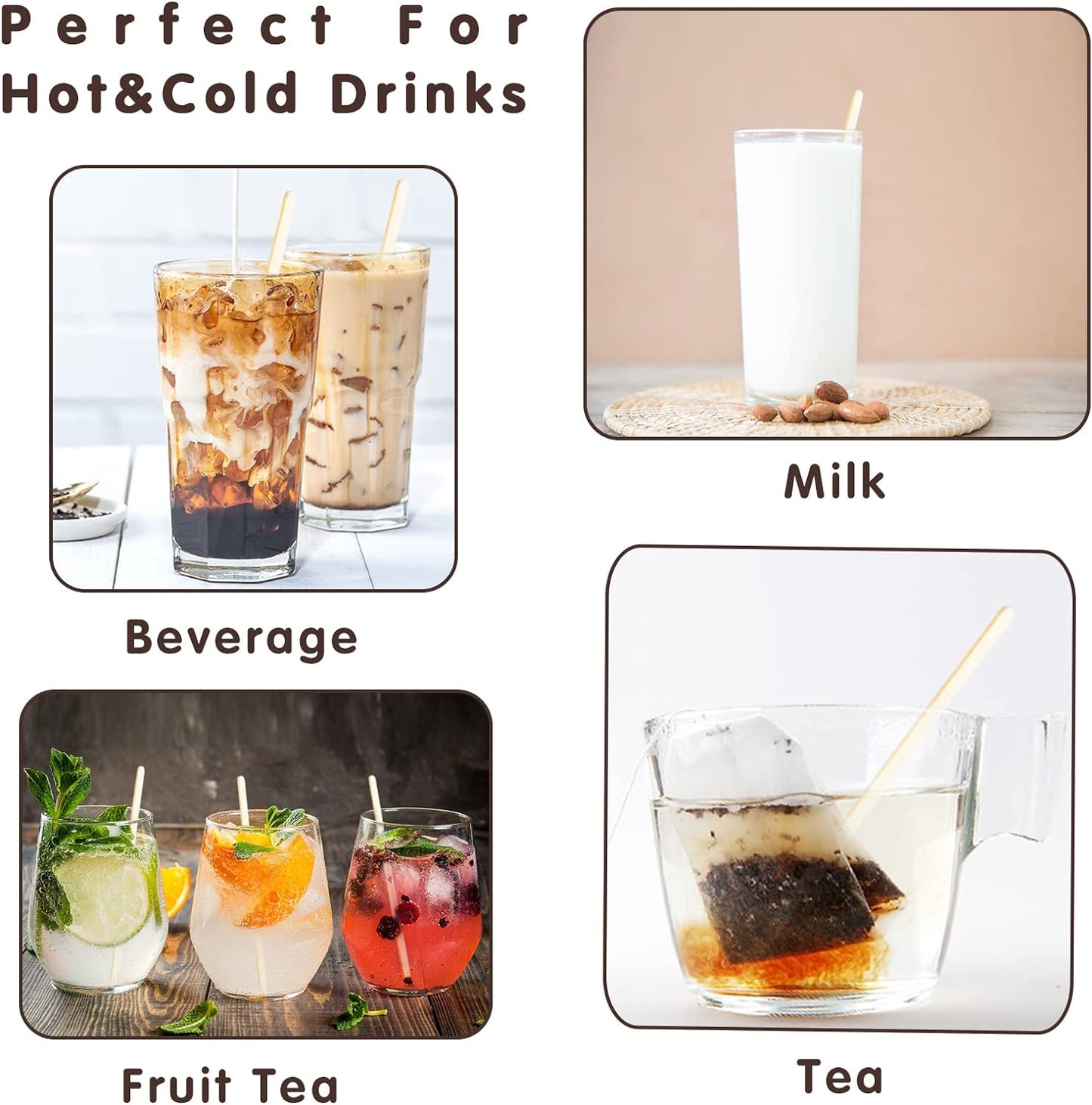 Bamboo Coffee Stirrers Individually Wrapped 200 Count – Coffee Stir Sticks 7 inch Coffee Bar Disposable individually wrapped coffee stirrers for Coffee and Cocktail