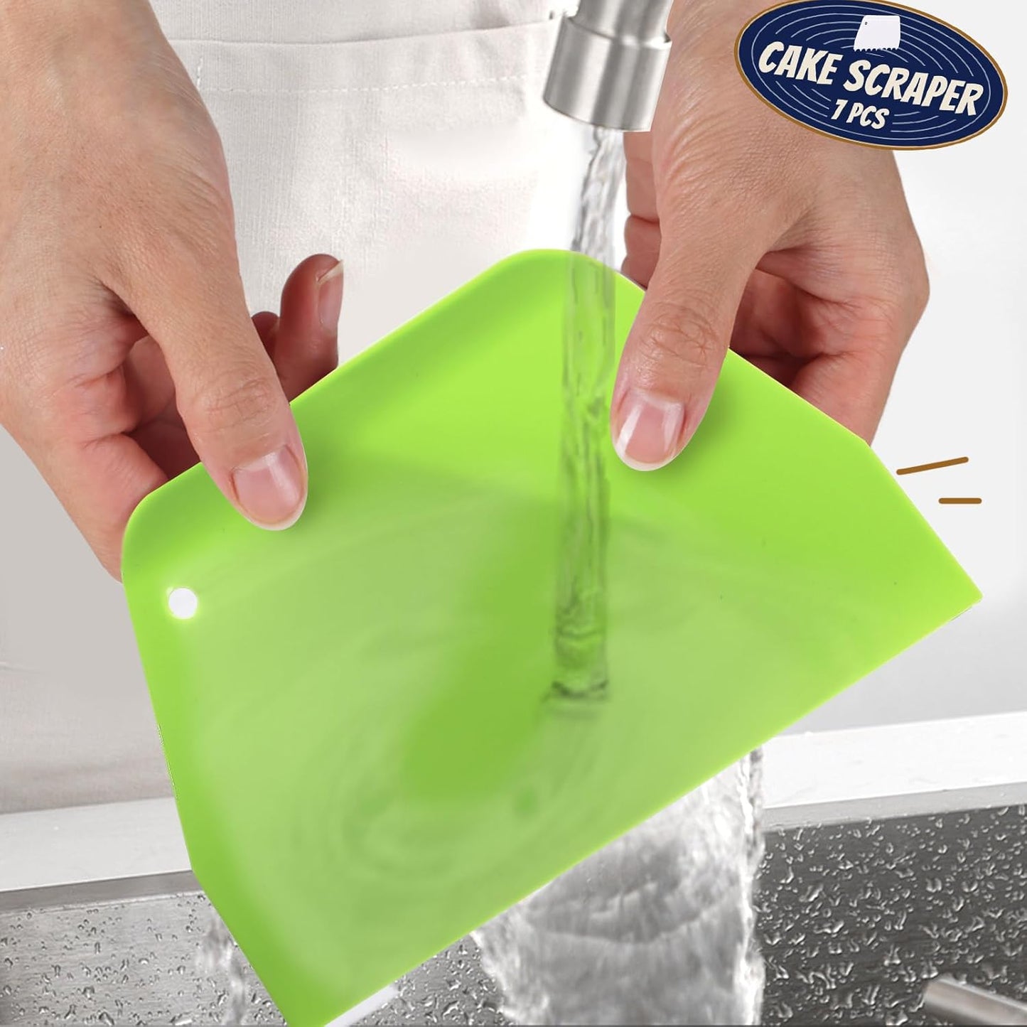 Teenitor 7 Pcs Cake Scraper, Bench Scraper Dough Scraper Cake Smoother Bowl Scraper Cake Cutter Cake Decorating Kit