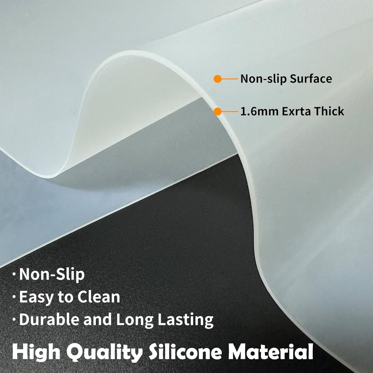 Silicone Mats for Kitchen Counter, 78.7''x 23.6''(200cmx60cm) Largest Heat Resistant Counter Mat Kitchen Island Waterproof Thicken Non-slip Countertop Protector Mat, Light Gray