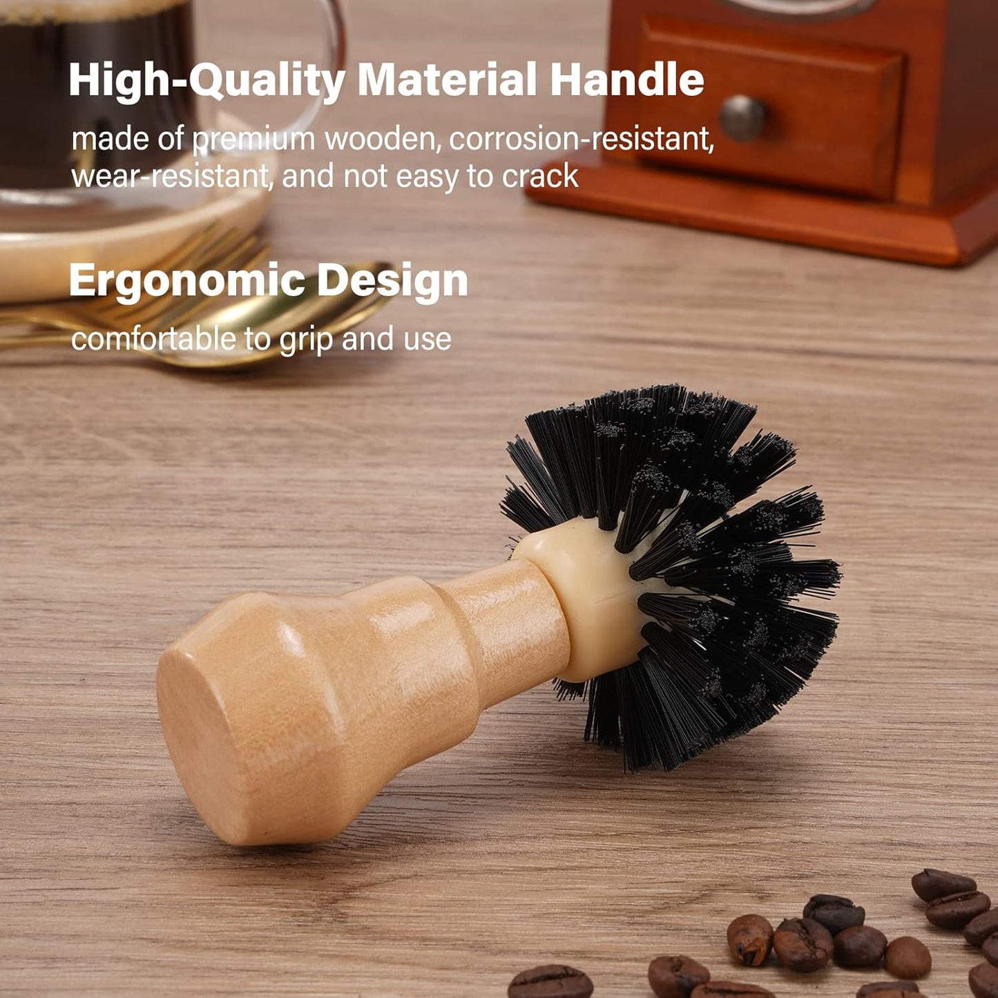 Coffee Portafilter Basket Cleaning Brush, Stiff Bristles and Wood Handle Coffee Accessories, Coffee Filter Brush Fits for 54mm/58mm Espresso Barista Machine Cleaning Tool