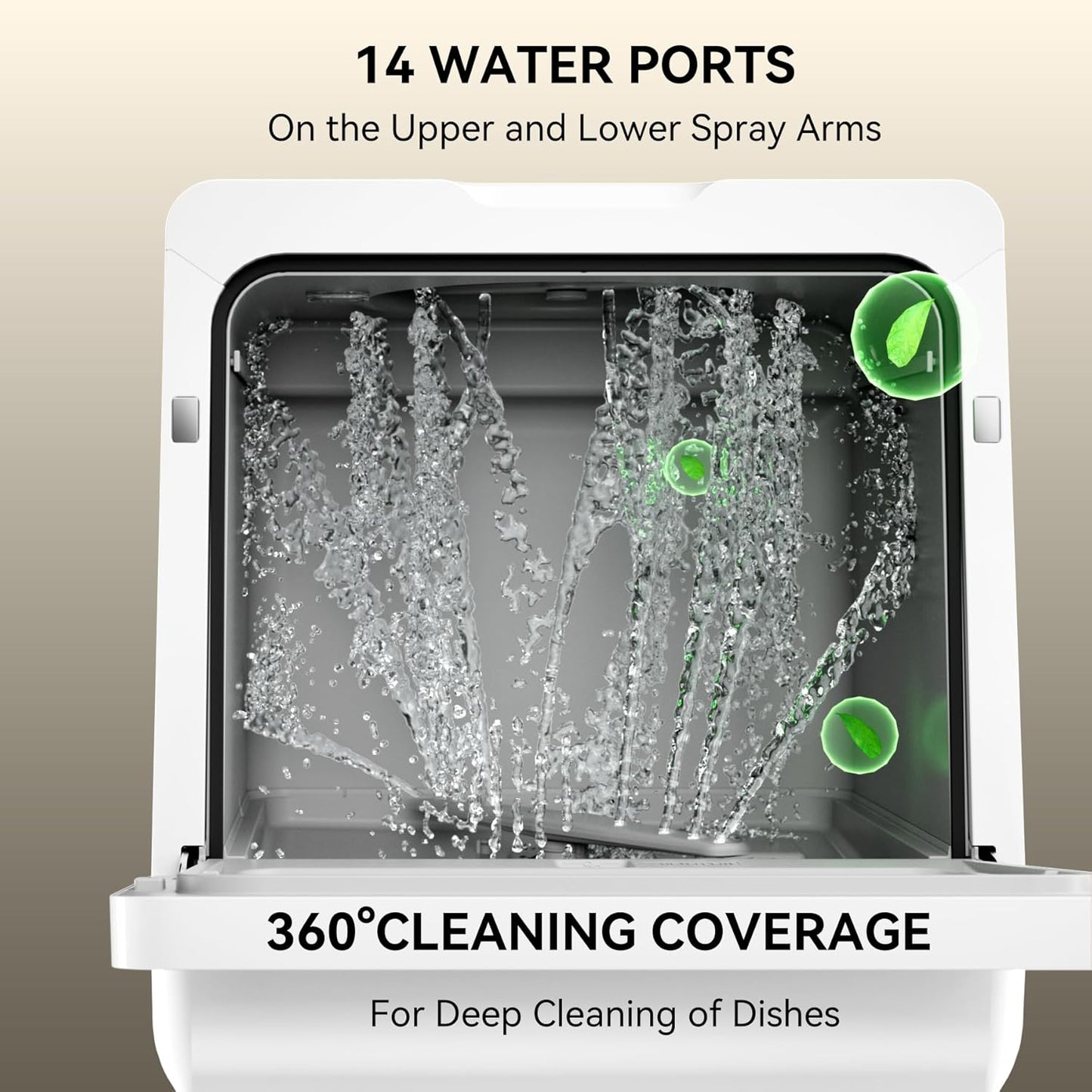 Hermitlux Countertop Dishwasher, 7 Washing Programs Portable Mini Dishwasher with 5-Liter Built-in Water Tank for Apartments & RVs, LED Light, Glass Door, No Hookup Needed