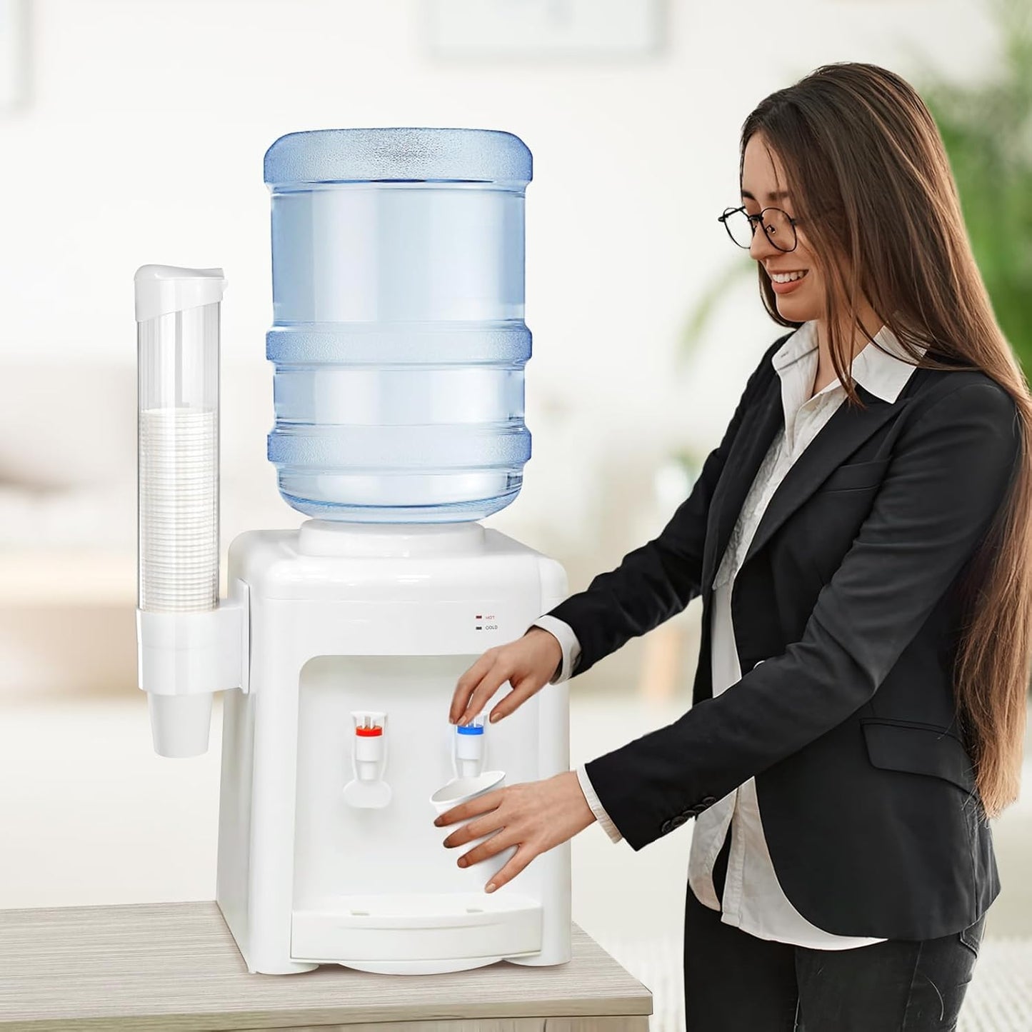 Cup Dispenser Medium Pull Type, Paste or Screw Plate Mountable Cup Holder, Fits 5oz - 7oz Cone or Flat Bottom Cups, 16” Tube Length, Mounting Water Dispenser Cooler or Wall (Medium, White)