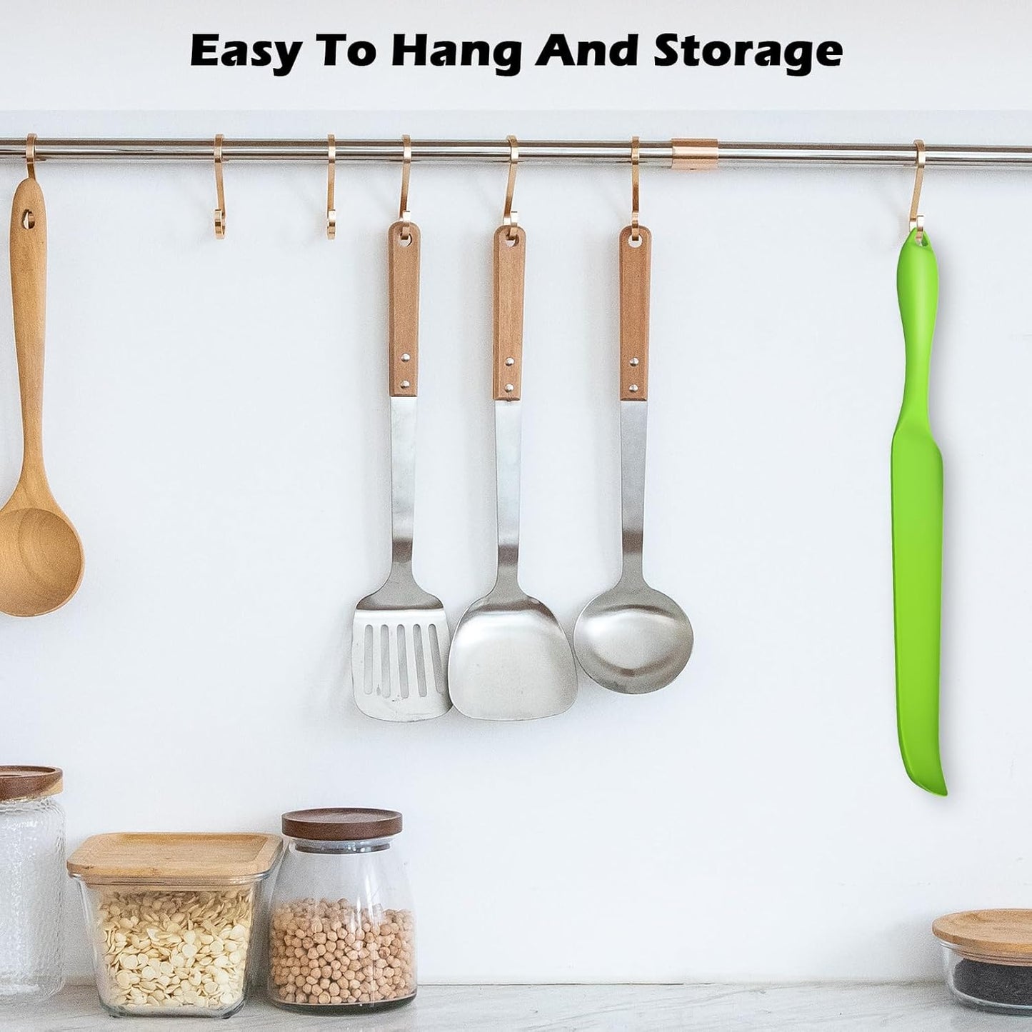 Demao Silicone Blender Spatula & Scraper for Vitamix - Under-Blade & Jar Accessory with Long Handle, Nonstick Surface and Hanging Holes (Green)