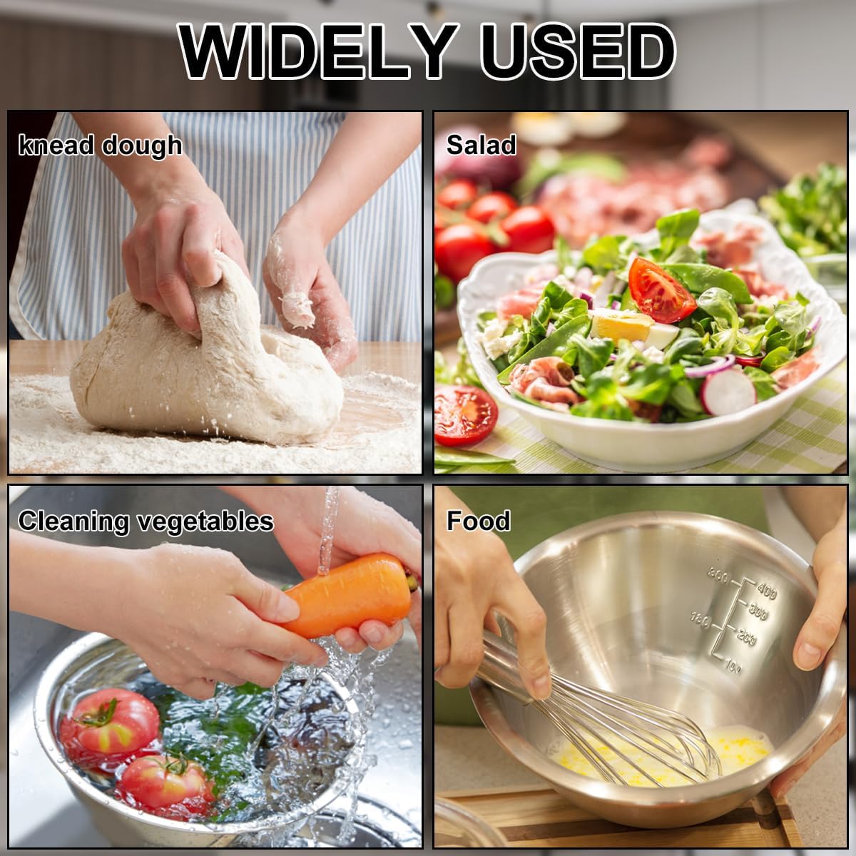 Nesting Mixing Bowl Set, 10 Pack Stainless Steel Bowls with Scale Marks, Baking Bowls Mixing Set for Kitchen Food Space Saving Storage, Cooking, Baking.