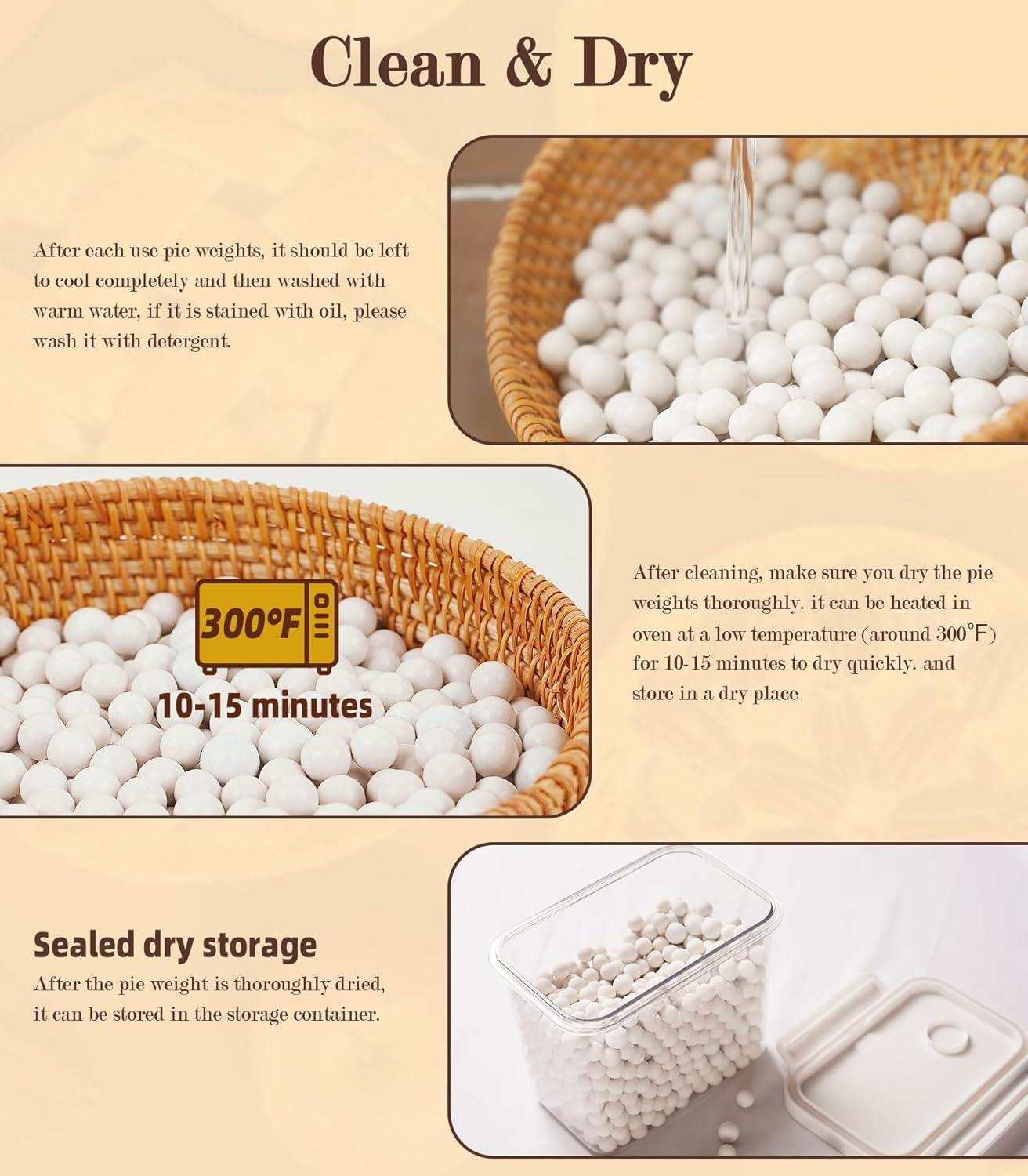 Pie Weights for Baking Crusts,Ceramic Baking Beans for Blind Bake,2.2 lbs Reusable Ceramic Stoneware,Suitable for Various Pies and Pastries,Comes with storage box,Perfect Pie Crust Baking Tools