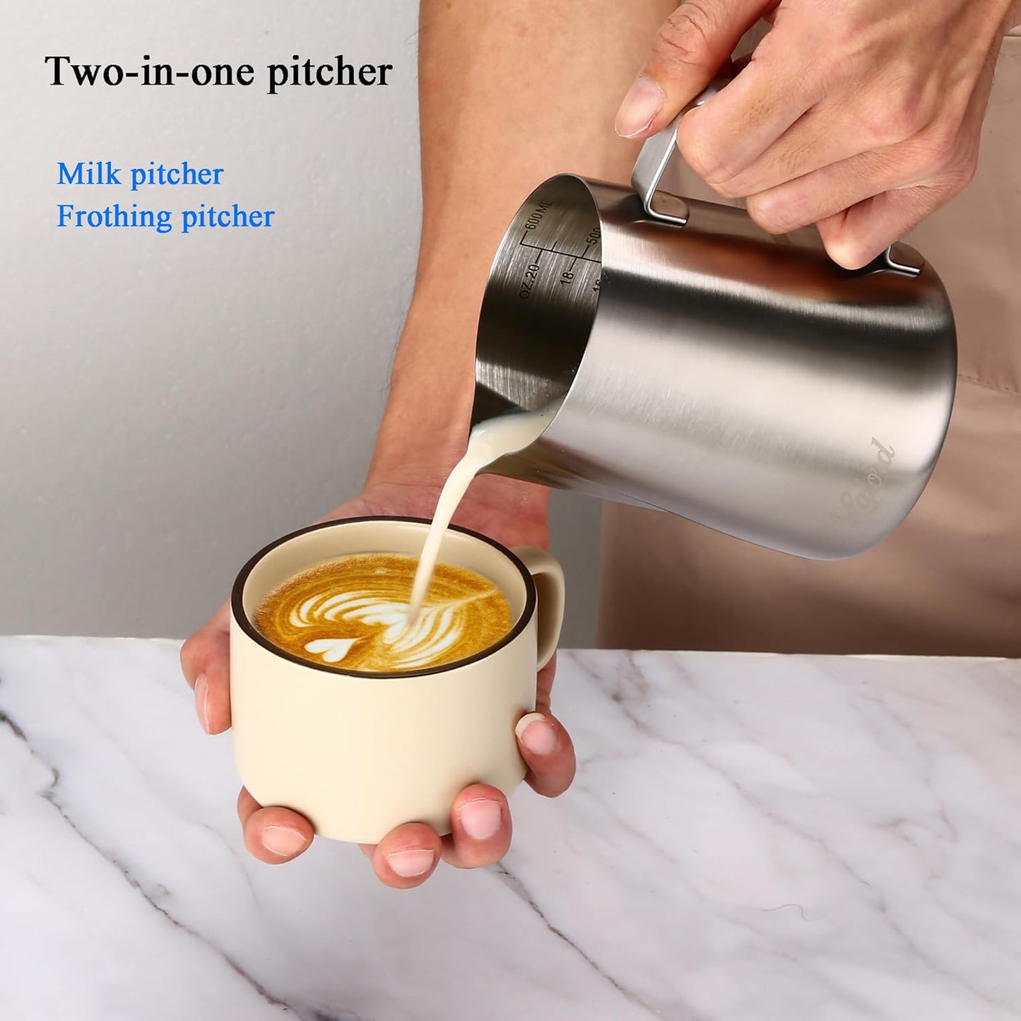 Pour Over Coffee Maker, 304 Stainless Steel wIth 100 pcs Size 02 Cone Paper Filters & 600ml Milk Frothing Pitcher, for Home & Camping
