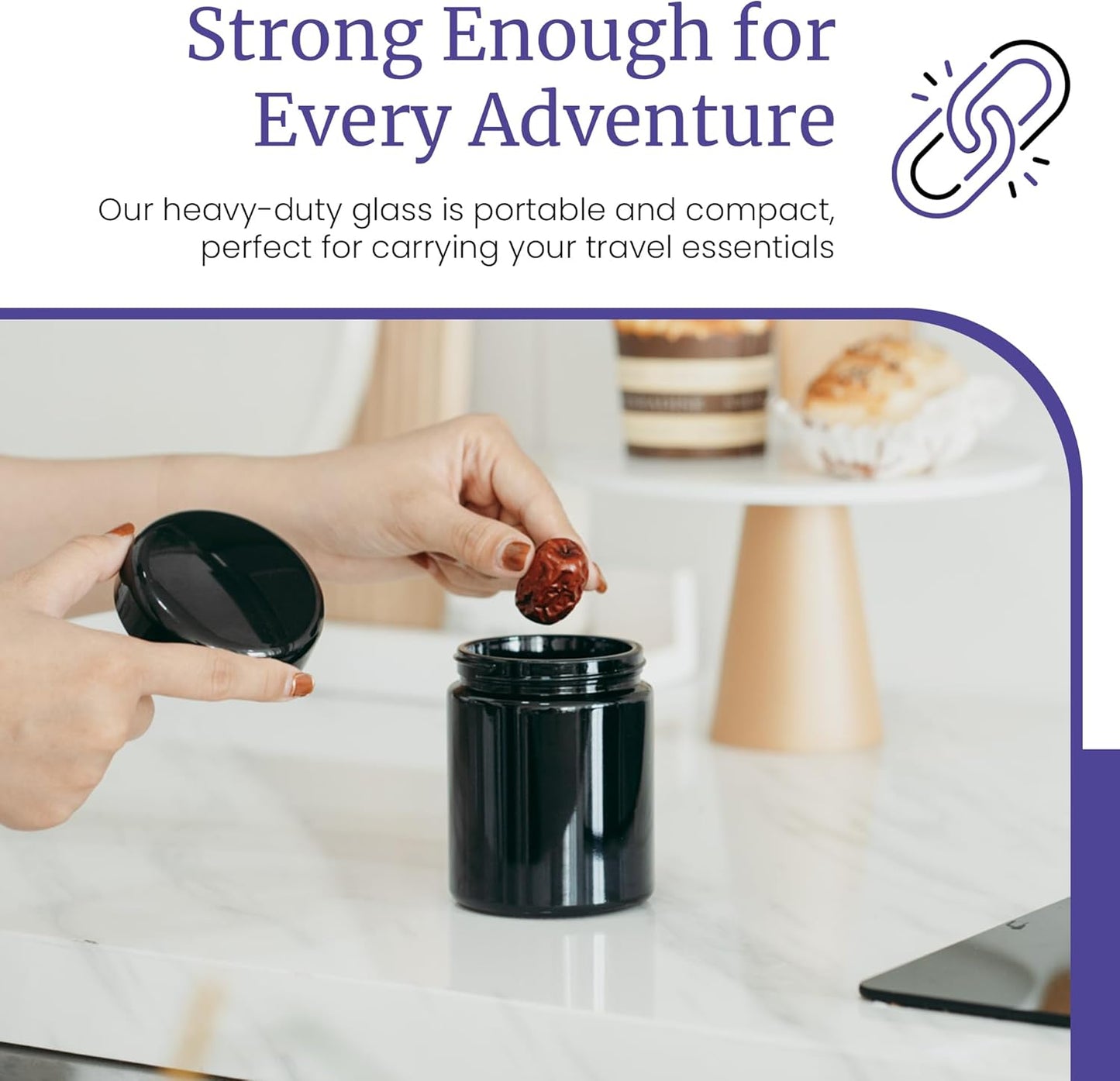 Infinity Jars, Premium Airtight Ultraviolet Glass Jar 250โฏ ML (8.3โฏfl oz) Pack 10 Smell Proof, Antistatic, Light Blocking Container for Herbs, Coffee, Tea & Spices Durable, Travel-Friendly Storage