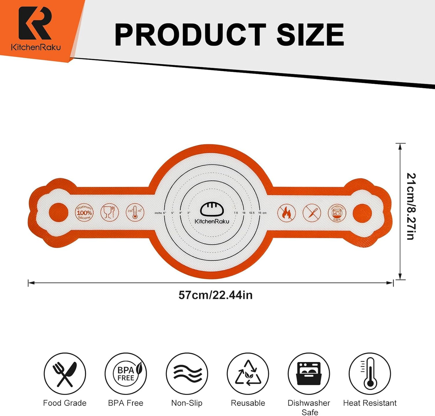 Cook's Aid 2 Pcs Silicone Bread Sling for Dutch Oven, Non-Stick Bread Baking Mat Set, Reusable Sourdough Bread Sling with Long Handles for Easier Transfer for Dough