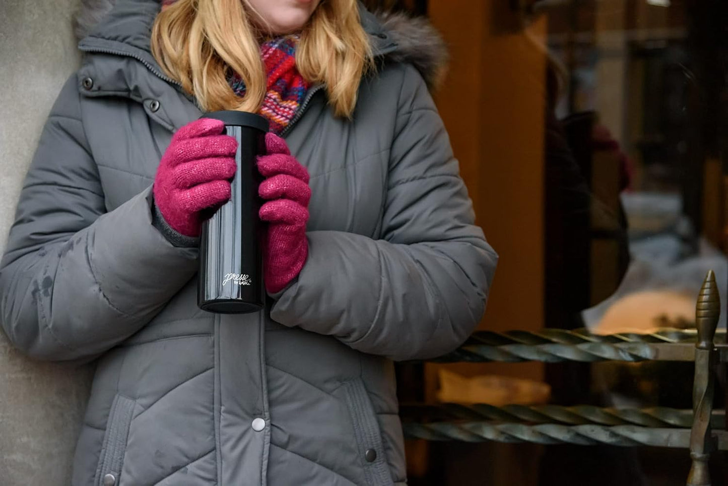 bobble French Coffee Presse, On-The-Go use, Quick Brew, Slim Design, Triple Wall Insulation, 14 oz (Black)