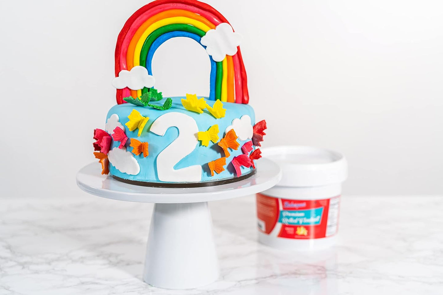 Bakerpan Premium Rolled White Fondant for Cake Decorating - 1 Pound, Vanilla Flavor