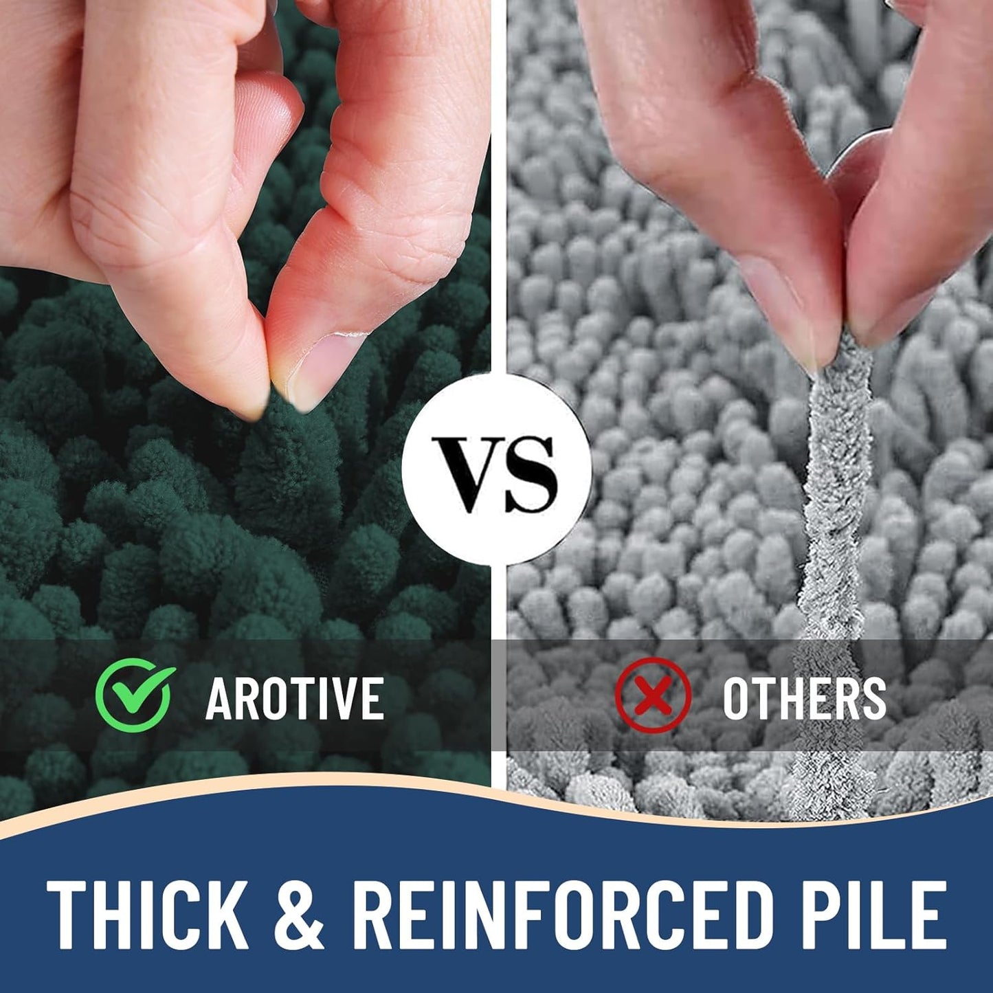 Arotive Luxury Chenille Bathroom Rug Mat, Extra Soft Thick Absorbent Shaggy Bath Rugs, Non-Slip Machine Wash Dry, Plush Bath Mats for Bathroom, Shower and Tub, 36x24, Dark Green