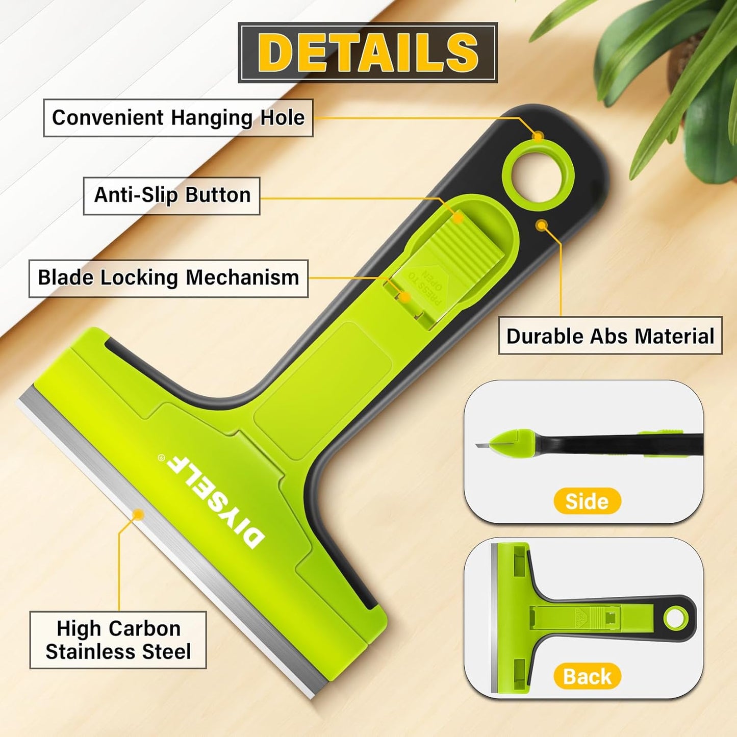 DIYSELF Razor Blade Scraper, 1 PCS Razor Scraper with Handle, Razor Blade Scraper Tool for Glass, Window Scraper with 10 PCS 4″ Blades, Razor Scraper Tool for Cleaning Stovetop, Oven, Shower Glass