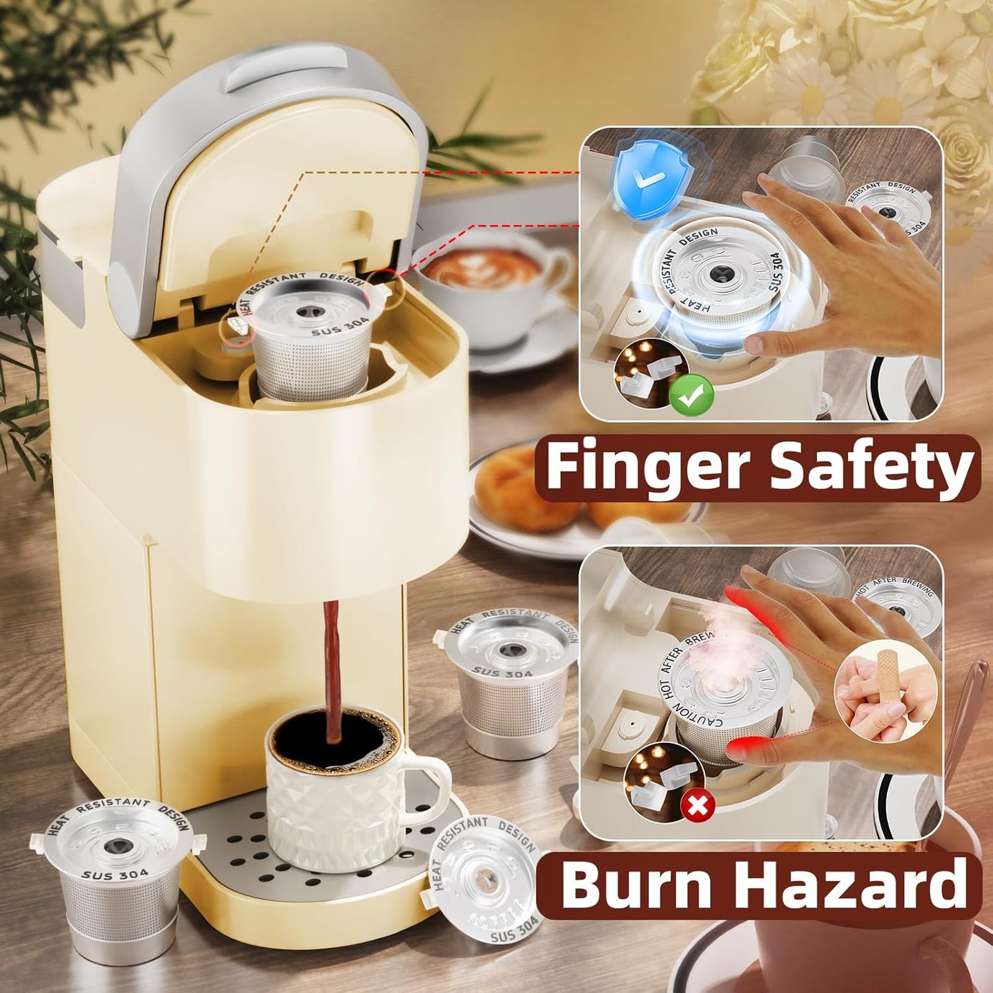 3 Pack Reusable K Cups Coffee Pods for Keurig 1.0: Stainless Steel Refillable K Cups - Reusable Coffee Filters for Keurig Coffee Machine, SUS 304, BPA-Free, Heat Resistant Handles, Scoop