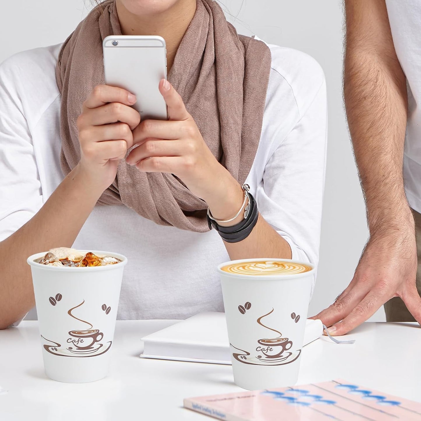 Lamosi 500 Pack 12 OZ Coffee Cups, Disposable Paper Cups for Hot/Cold Beverage, Disposable Cups 12 oz, Leak-Free Paper Coffee Cups for Cafe, Restaurant, Office and Home