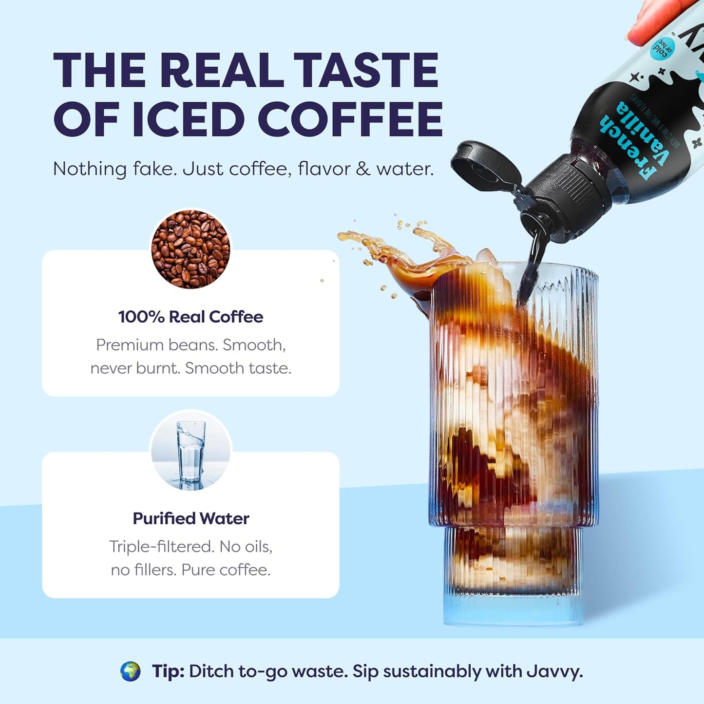 Javvy Coffee Concentrate - Cold Brew Coffee, Perfect for Hot or Iced Instant Coffees, Hot Drinks, Cold Brew Concentrate, 35 Servings - French Vanilla