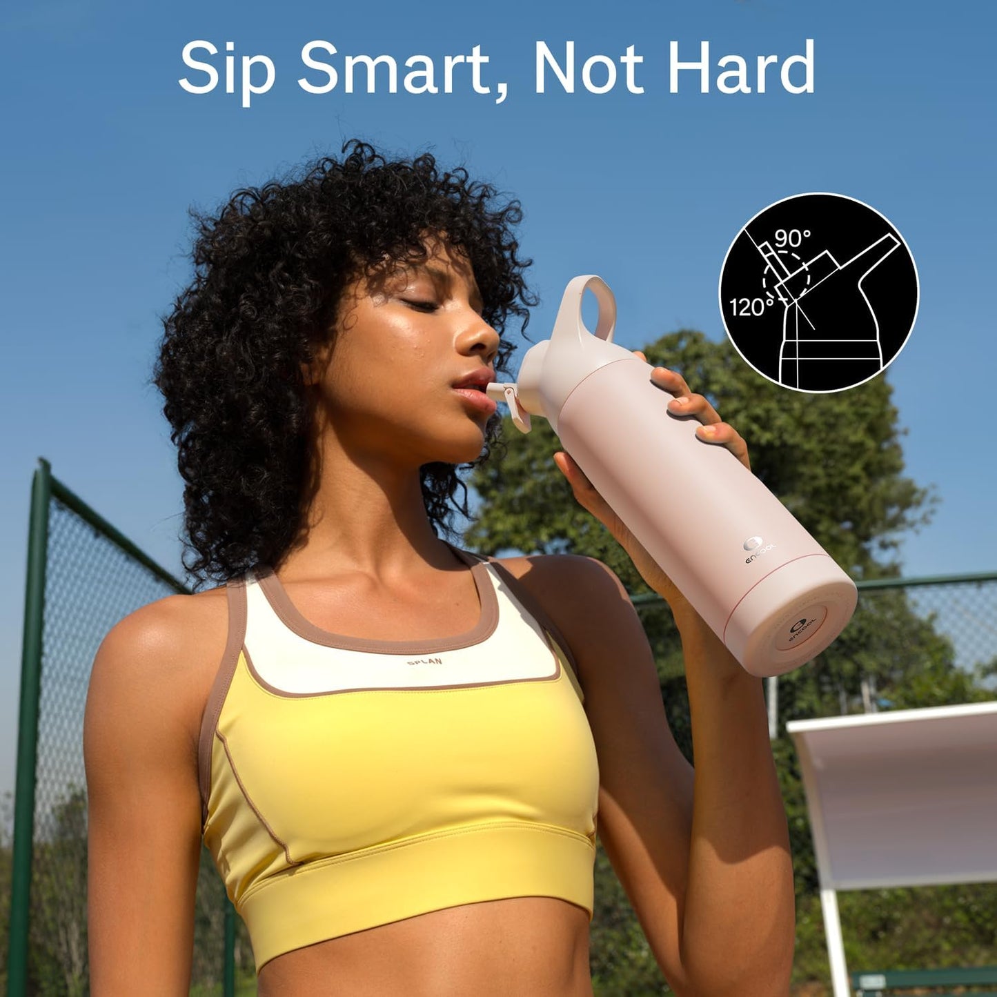 Insulated Water Bottle with Straw - Encool Stainless Steel Water Bottle, Reusable Leakproof and BPA-Free for Sports, Travel, Cold for 24 Hours, 24 oz, Cotton Candy