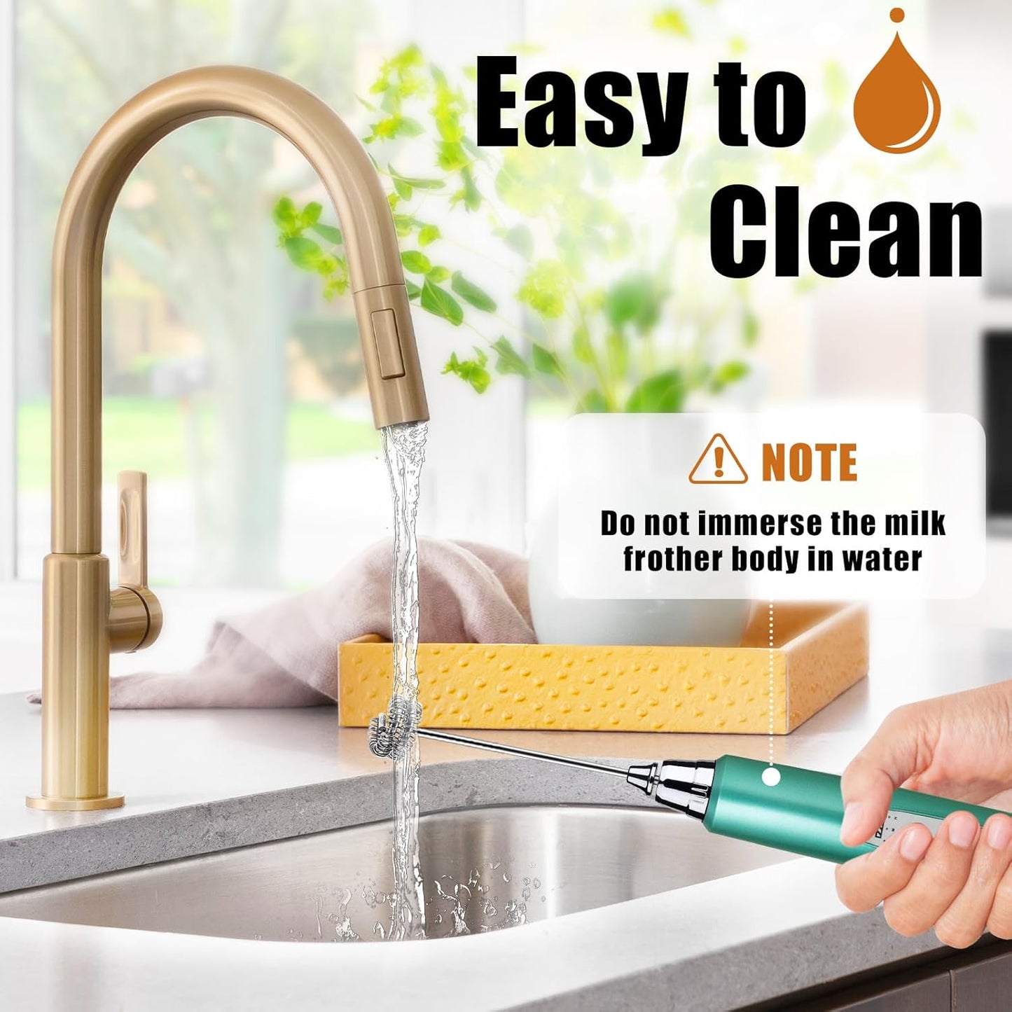 Nahida Green Milk Frother Wand for Coffee, Frother Handheld Rechargeable Electric Whisk with 3 Heads 3 Speeds Drink Mixer Coffee Frother Foam Maker For Latte, Cappuccino, Hot Chocolate, Egg