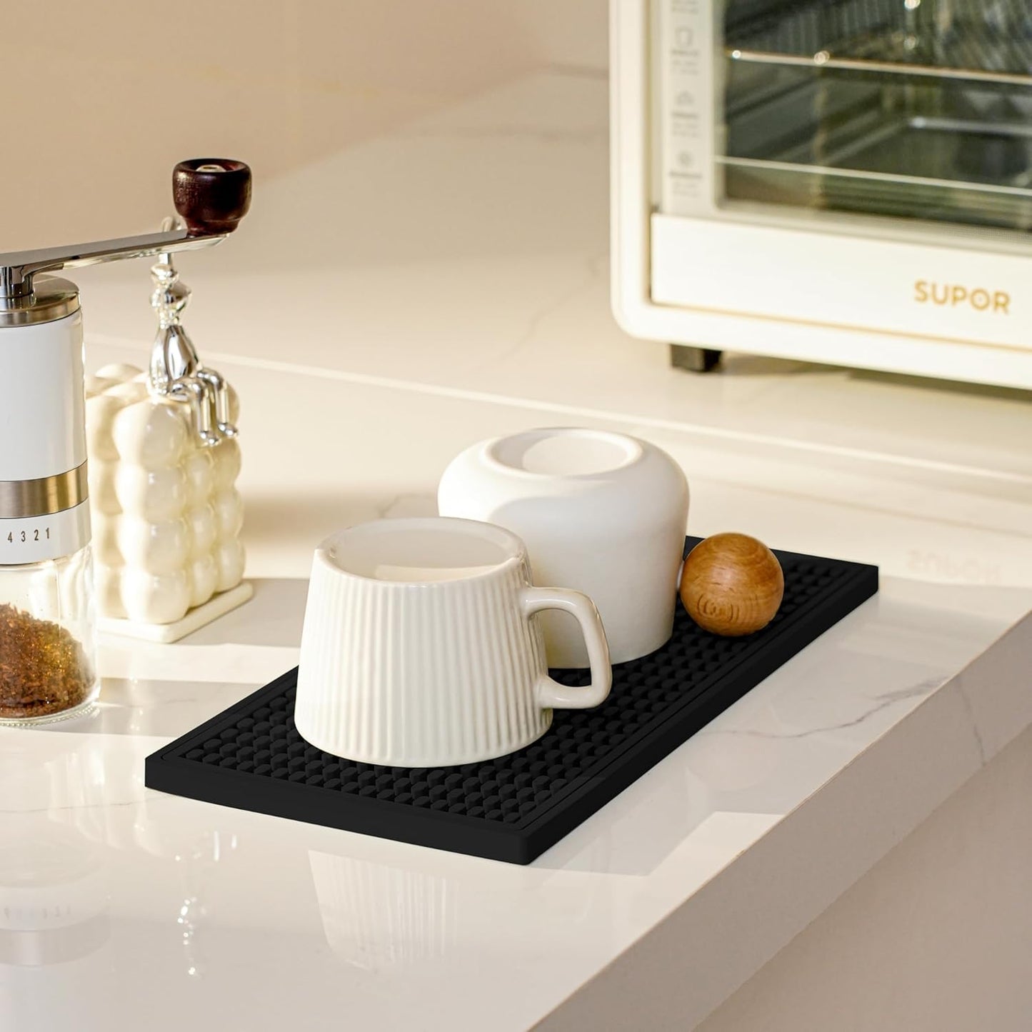 2 Pack Bar Mat, Drying Mat Household Bar Tools,Black Cocktail Bar Mat 5.9''X12'',Suitable for Bar, Outdoor Camping, Home Bar Bar Mat