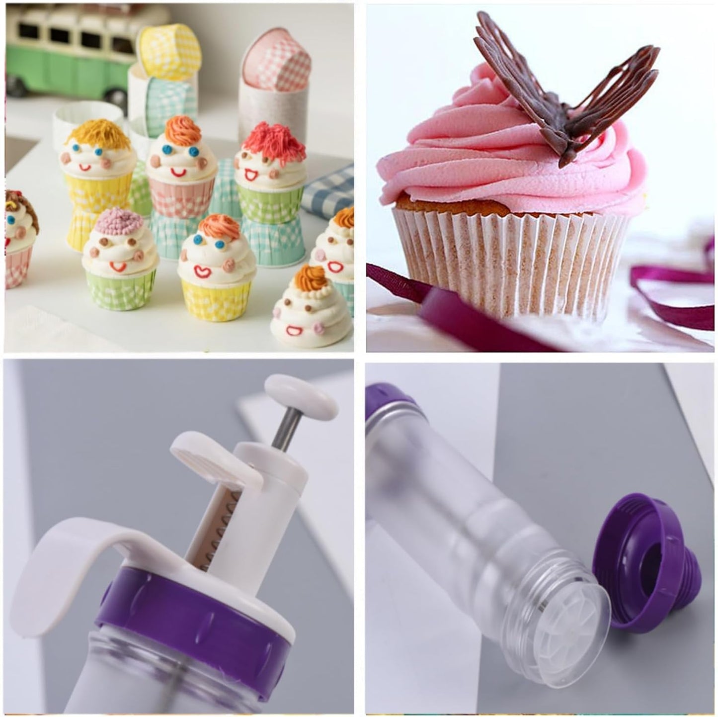 Dessert Decorating Syringe Set, Icing Dispenser Cupcake Filling Injector, Cake Decorating Kit, with 7 Icing Nozzles, 3 Cream Scrapers