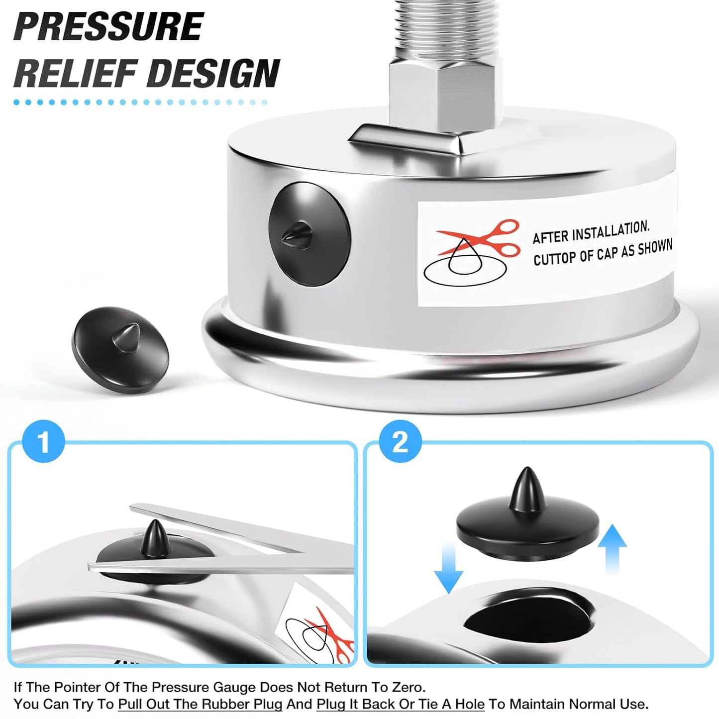 MEANLIN MEASURE 0~300Psi Liquid Filled Pressure Gauge Stainless Steel with 316 Stainless Steel Joint 1/4" NPT 2.5" FACE DIAL for Air Compressor Air Regulator Water Filter Center Back Mount