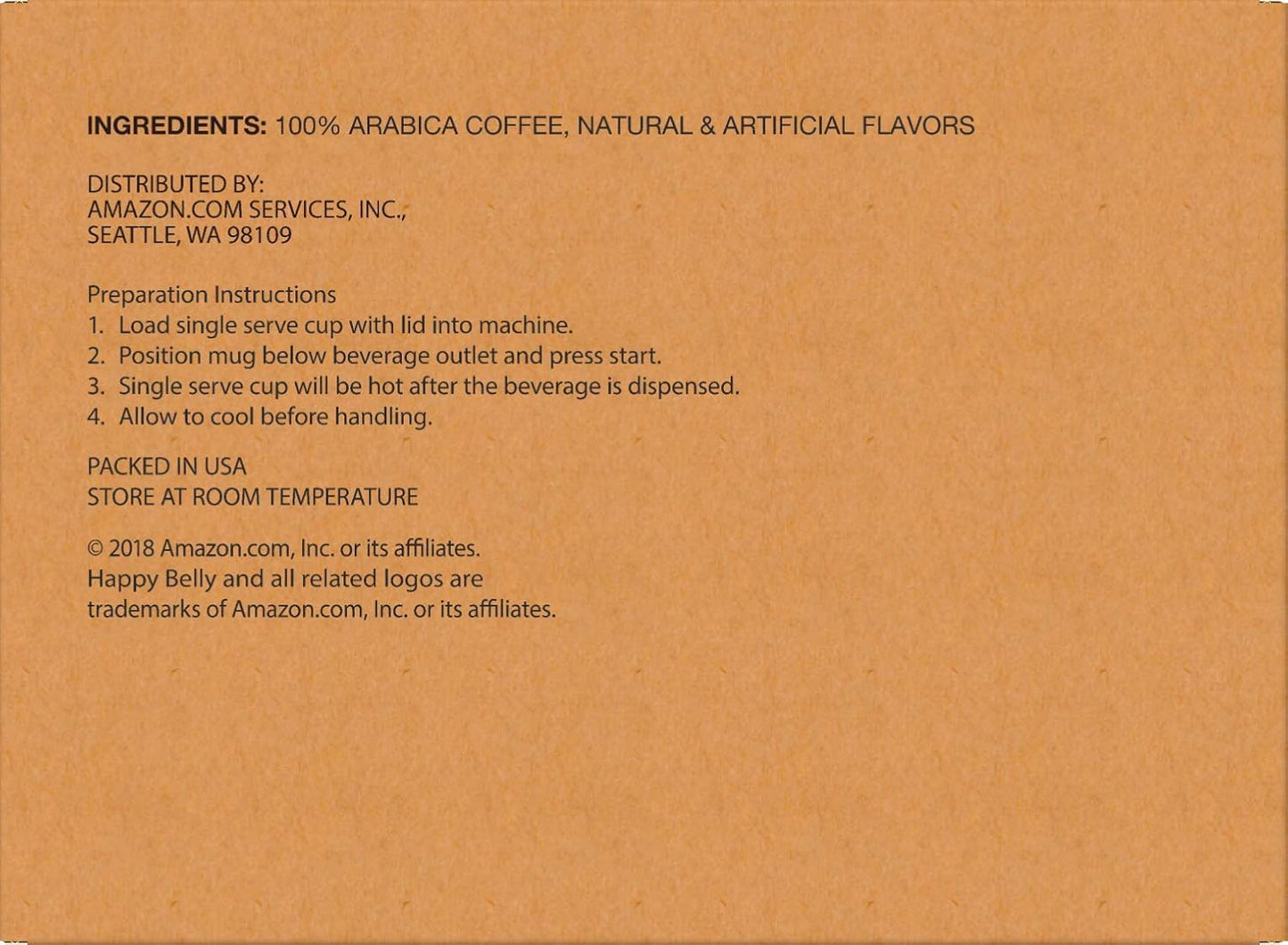 Amazon Brand - Happy Belly Light Roast Coffee Pods, French Vanilla Flavored, Compatible with Keurig 2.0 K-Cup Brewers, 100 Count