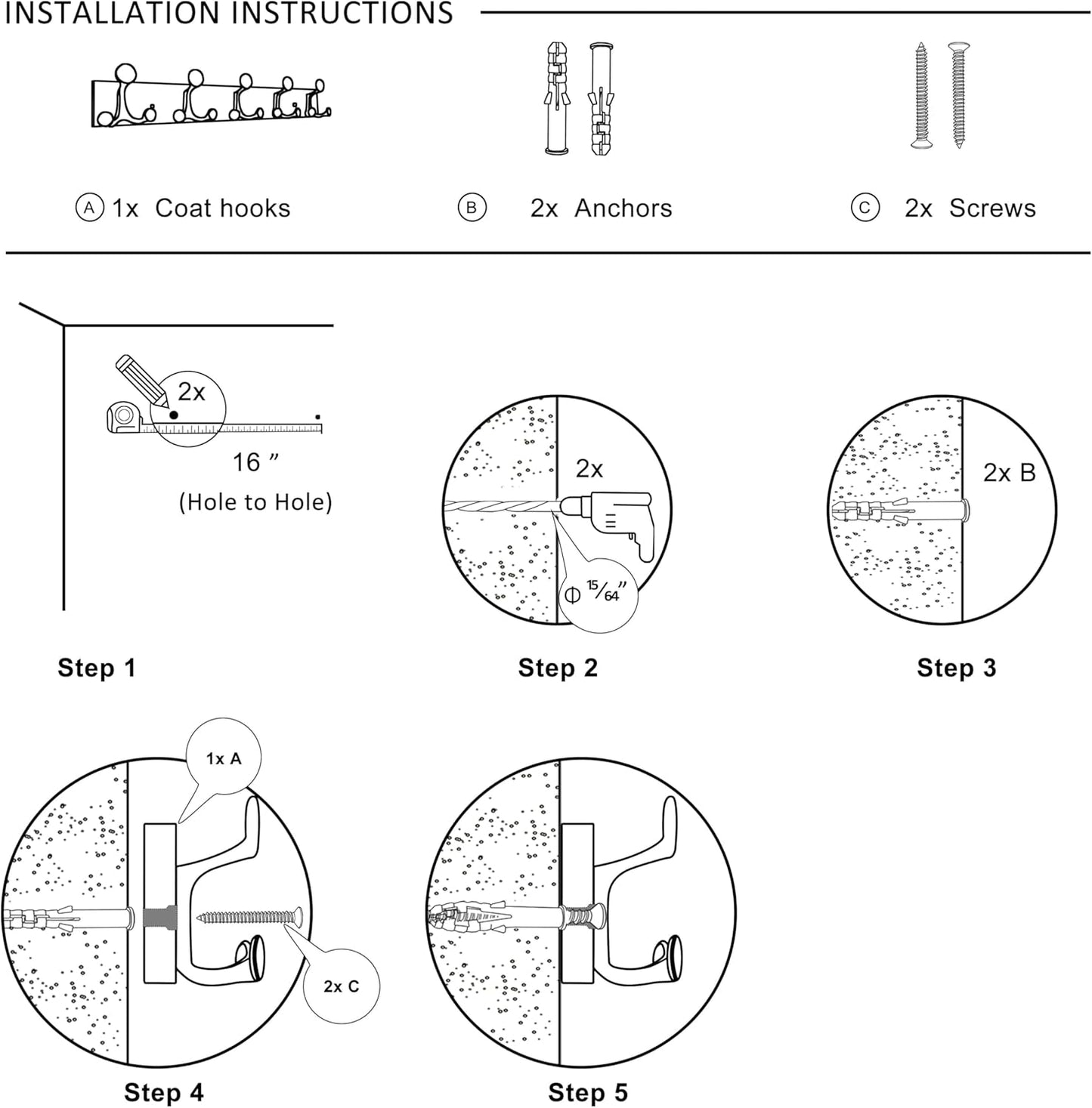 SKOLOO 30-Inch Wood Coat Rack Wall Mount with 5 Triple Hooks - Ideal for Family Entrances, Classrooms, and Pet Supplies Storage - Perfect Coat Hooks for Wall,Mahogany (Sapele)