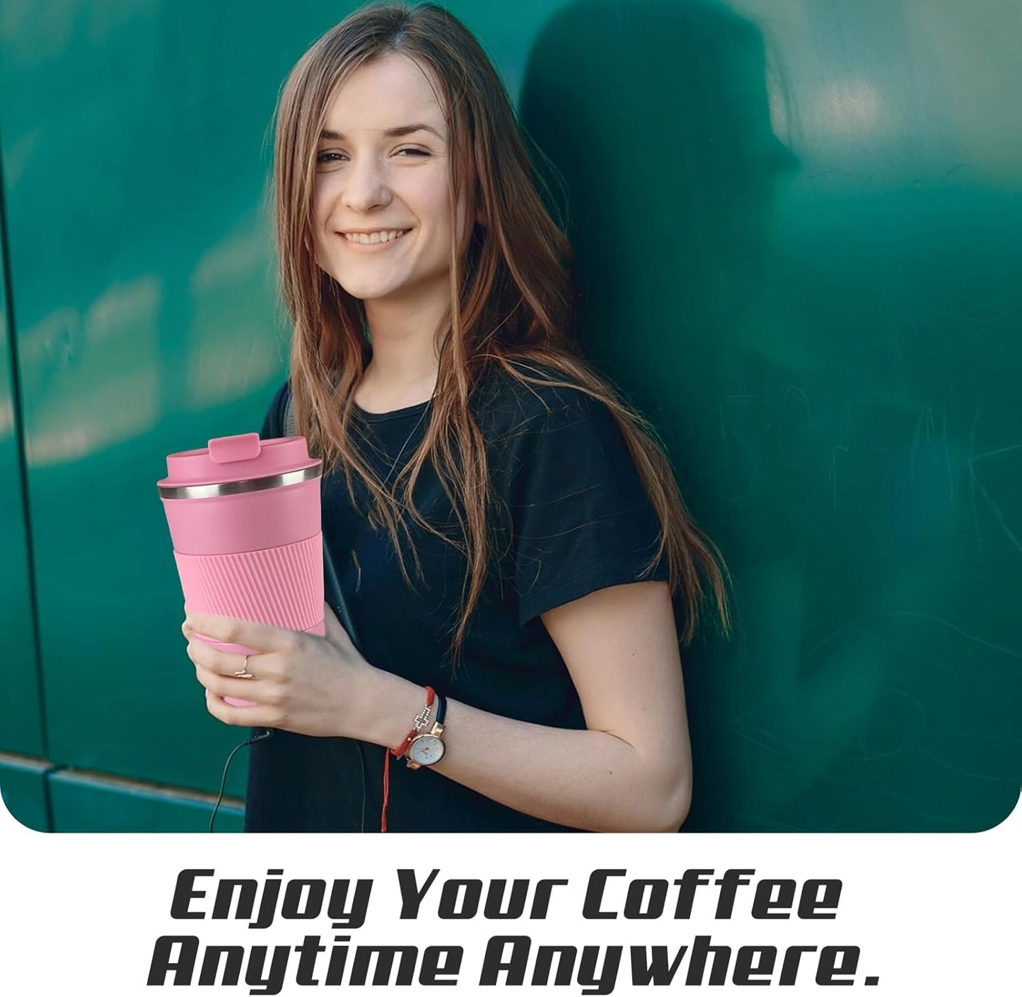 Vacuum-Insulated Stainless Steel Travel Coffee Mug, Leak-Proof Reusable Coffee Cup with Lid - Keep Hot & Cold Drinks for Hours, Durable Thermos Tumbler for Men & Women (3rd-Pink, 12OZ)