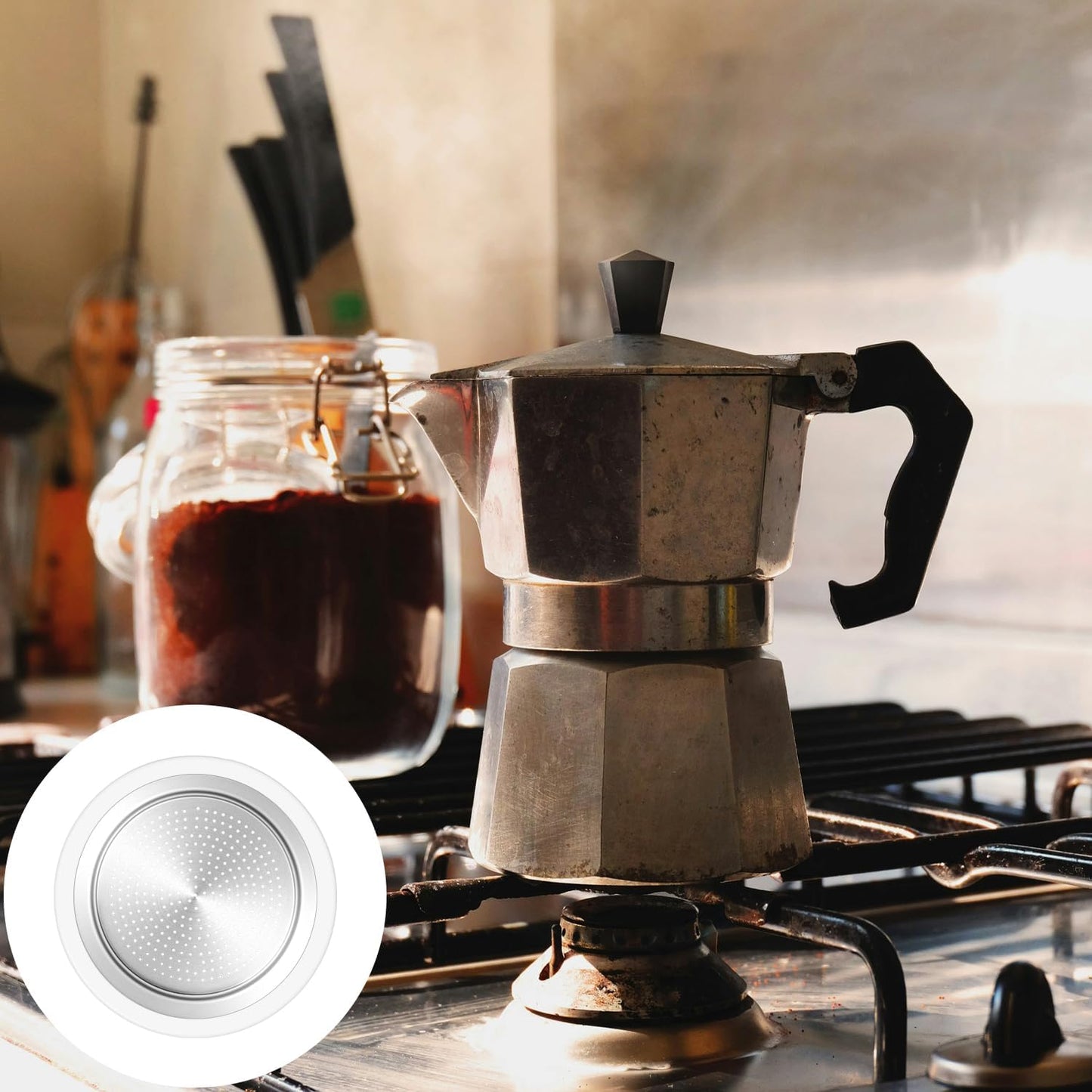 20PCS Silicone Gaskets Seal Ring with 4 PCS Stainless Steel Filter Basket Includes,Spare Food Grade Silicone Sealing Rings for Aluminium Stovetop Coffee Maker Pots -6Cup