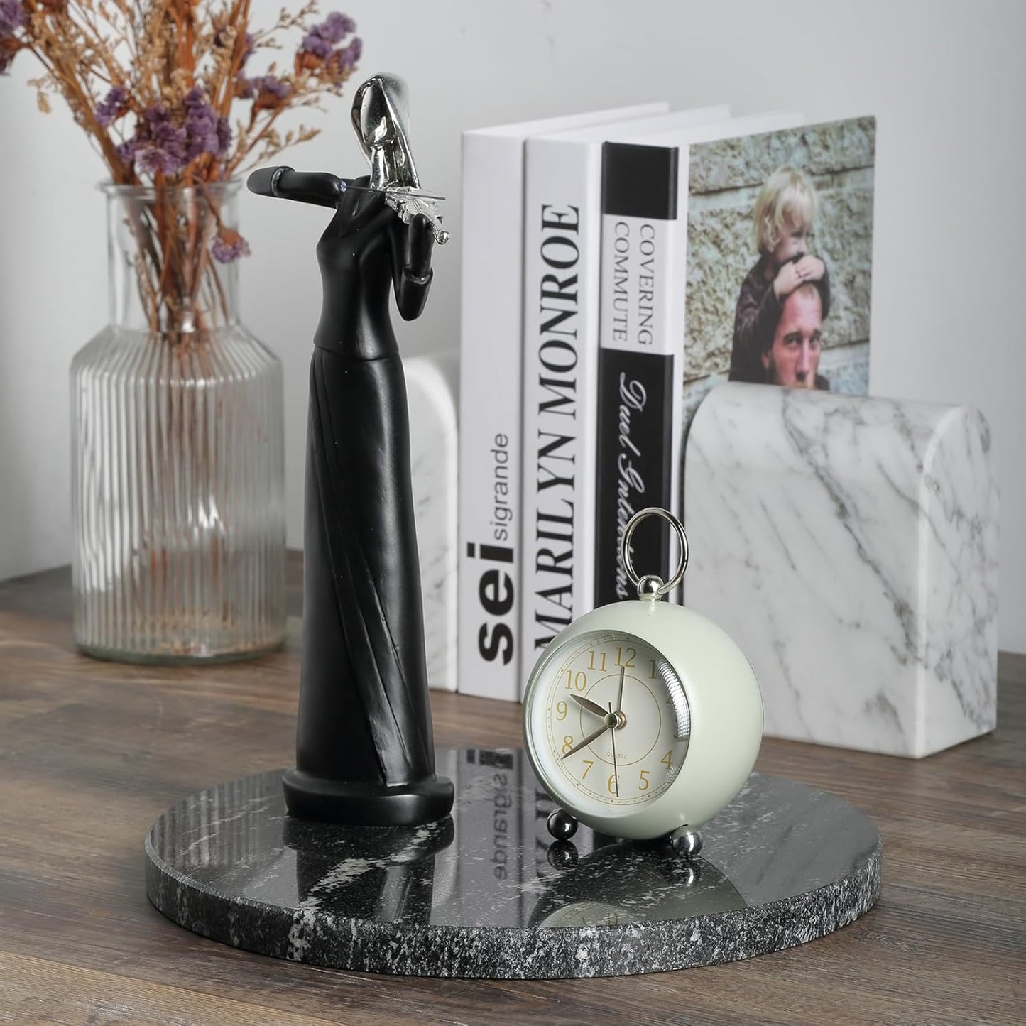 Koville Brazilian Natural Marble Cutting Board for Kitchen, 11inch Round Hand Crafted Marble Slab for Cheese, Charcuterie, Pastry Board - Wedding Gift, House Warming Gift(Via Lactea)