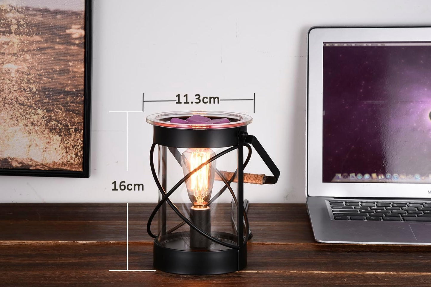 Electric Wax Warmer - Metal Wax Melting for Scented Wax, Edison Light Bulb Candle Wax Burner, for Home Decoration Office Wax Melting Melter, Gift (Retro, Metal Handle)