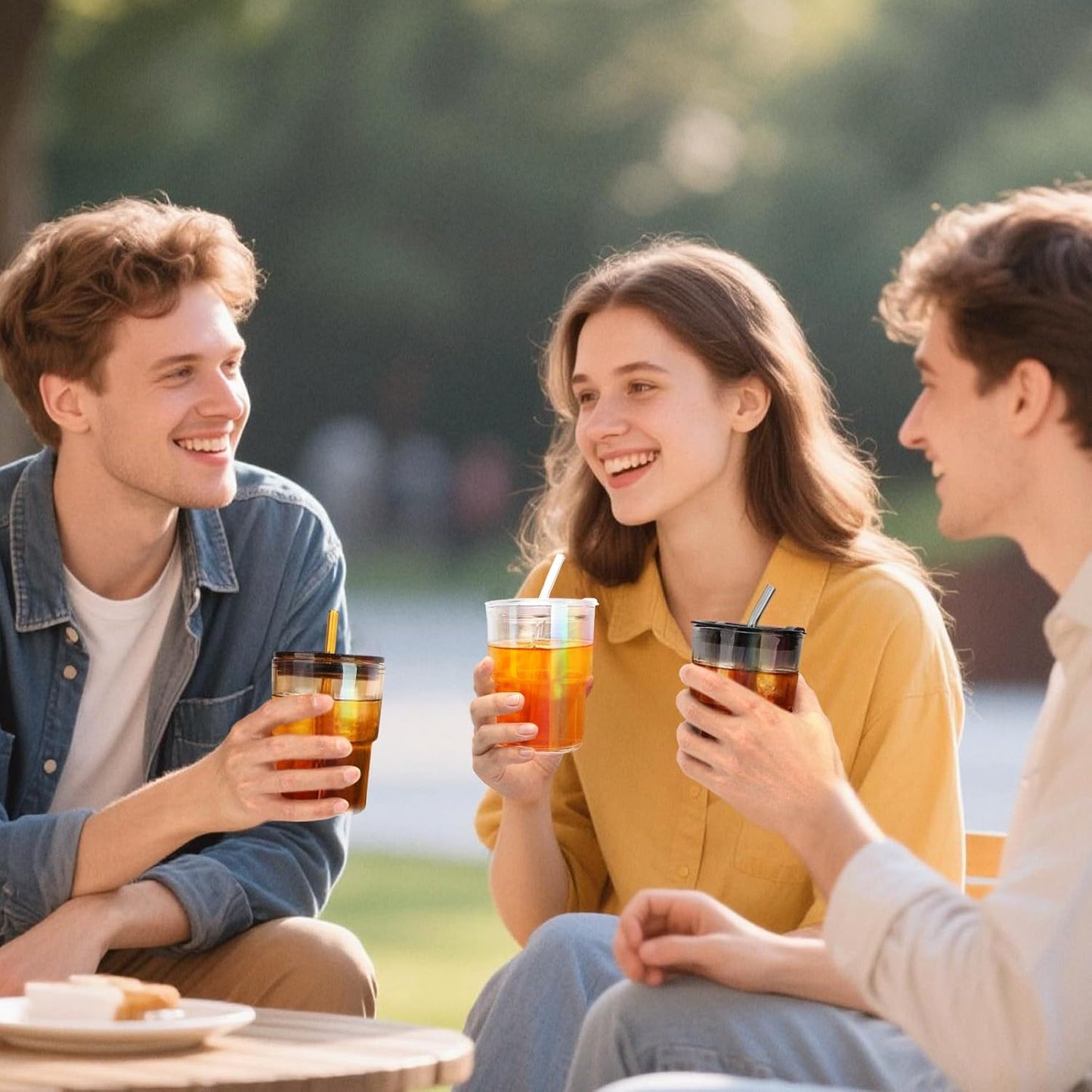 13 oz Glass Tumbler with Glass Straw and Lid, Leak-Proof Reusable Travel Cup for Iced Coffee, Tea, Matcha, Fruit Juice – Thick Wall Clear Water Bottle (Gray, 2 Pack)