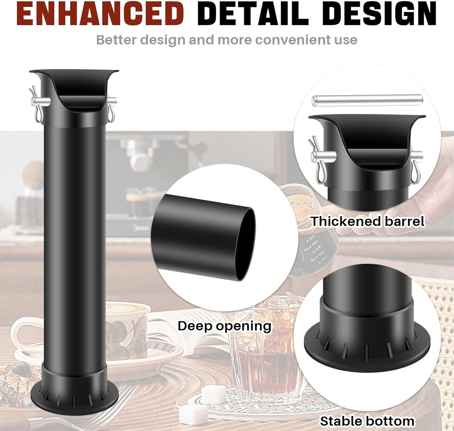 Espresso Coffee Knock Box for Barista Commercial Knock Box for Espresso Coffee Grounds Floor Standing Knock Box with Garbage Bags and Towels