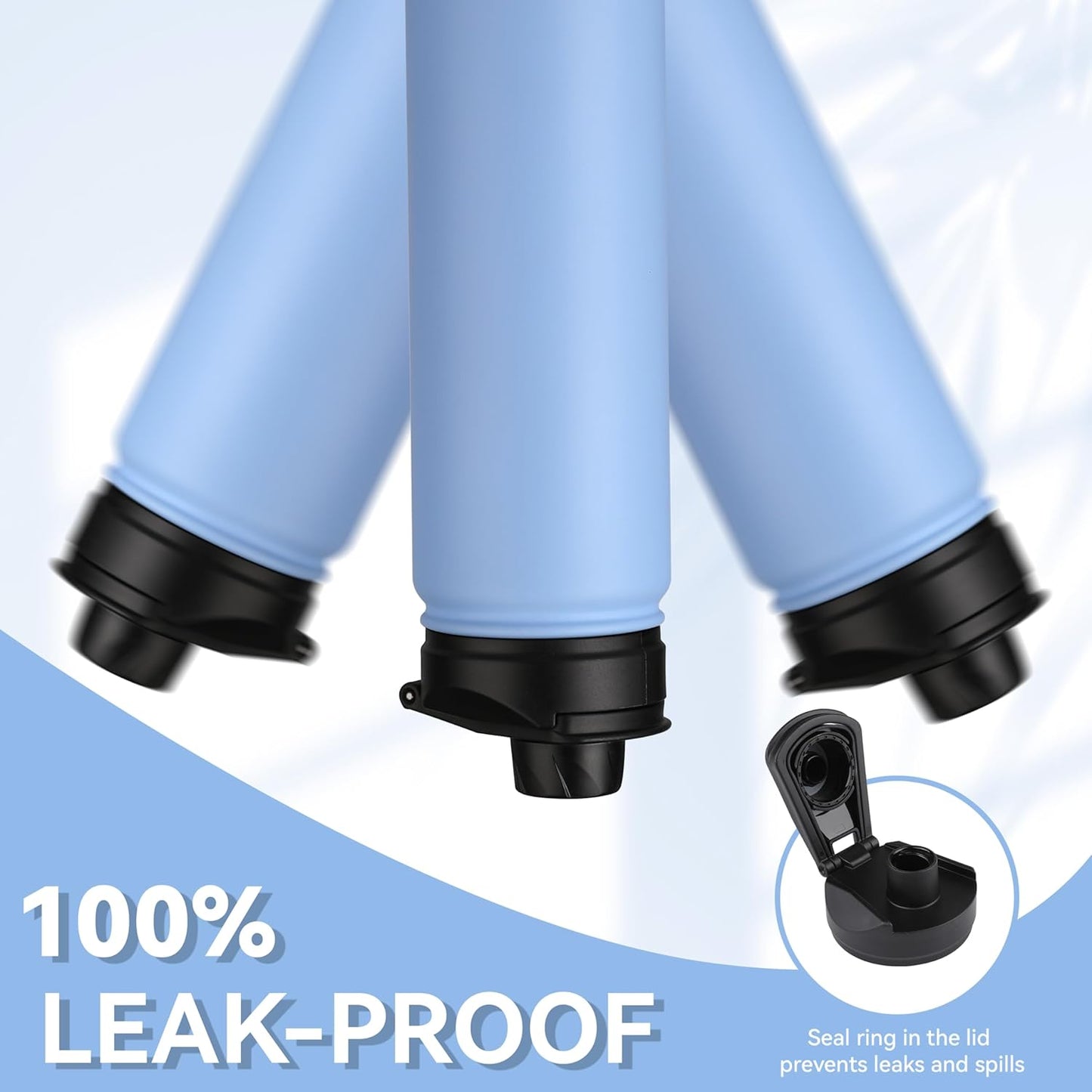 HASLE OUTFITTERS Insulated Water Bottle 22 oz Double Wall Stainless Steel Water Bottle Wide Mouth with Straw Lid & Spout Lid Keeps Cold or Hot(Blue,1)