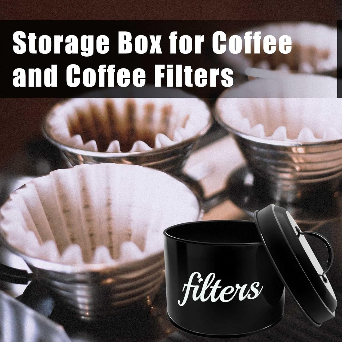 White Enamel Coffee Filter Holder with Lid - Rustic Farmhouse Distressed Coffee Bar Decor