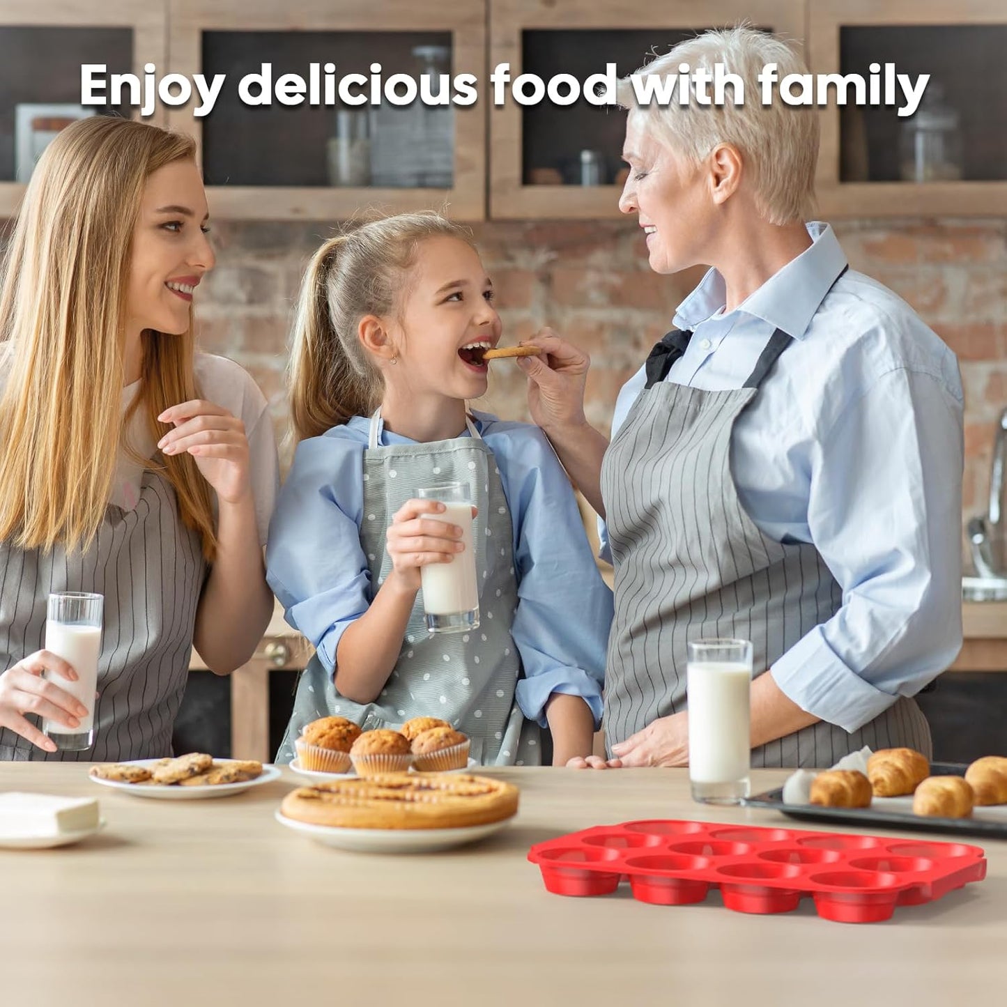 2-Pack Silicone Muffin Pan for Baking – Standard 12-Cup Nonstick Cupcake Pan with Handle, Food-Grade Certified, Odorless, BPA-Free, Silicone Baking Mold for Muffins, Egg Bites, Cupcakes