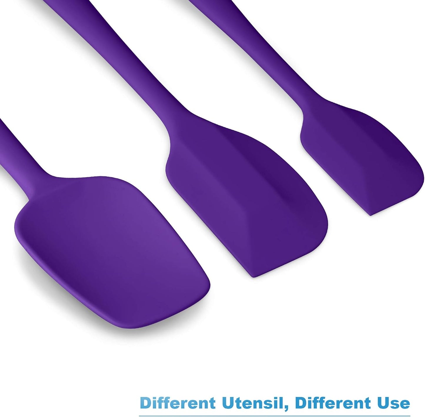 Silicone Spatula 3-piece Set, Ergonomic Handle High Heat-Resistant Spatulas, Non-stick Rubber Spatulas with Stainless Steel Core, Purple