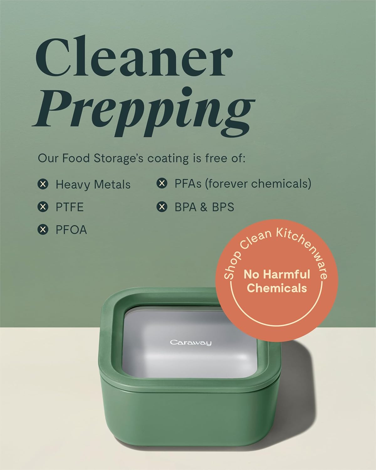 Caraway 2pc Glass Food Storage Set - 4.4 Cup Food Containers (2) - Ceramic Coated - Non Toxic, Non Stick Lunch with Lids - Dishwasher, Oven, & Microwave Safe - Cream