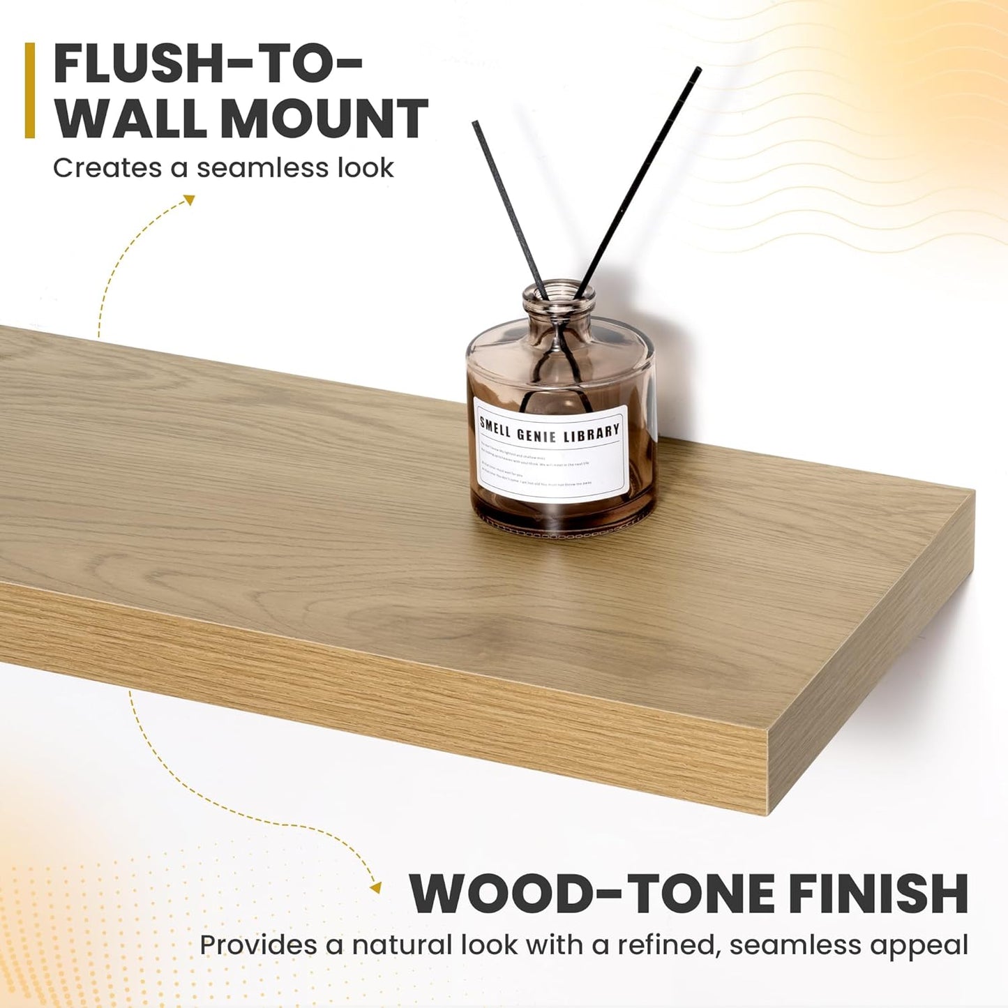 55 Inch Floating Shelves, 9.3" Deep Floating Shelf Wall Mounted, 56" Wall Shelves, Rustic Deep Bookshelf, Large Display Shelves & Storage Shelves for Bedroom, Living Room, Oak, Set of 1