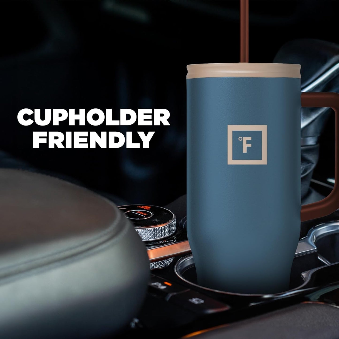 IRON °FLASK Co-Pilot Insulated Mug w/Boot, Straw & Flip Cap Lids - Cup Holder Bottle for Hot, Cold Drink - Leak-Proof - Water, Coffee Portable Travel Mug - Dream Sunset, 40 Oz