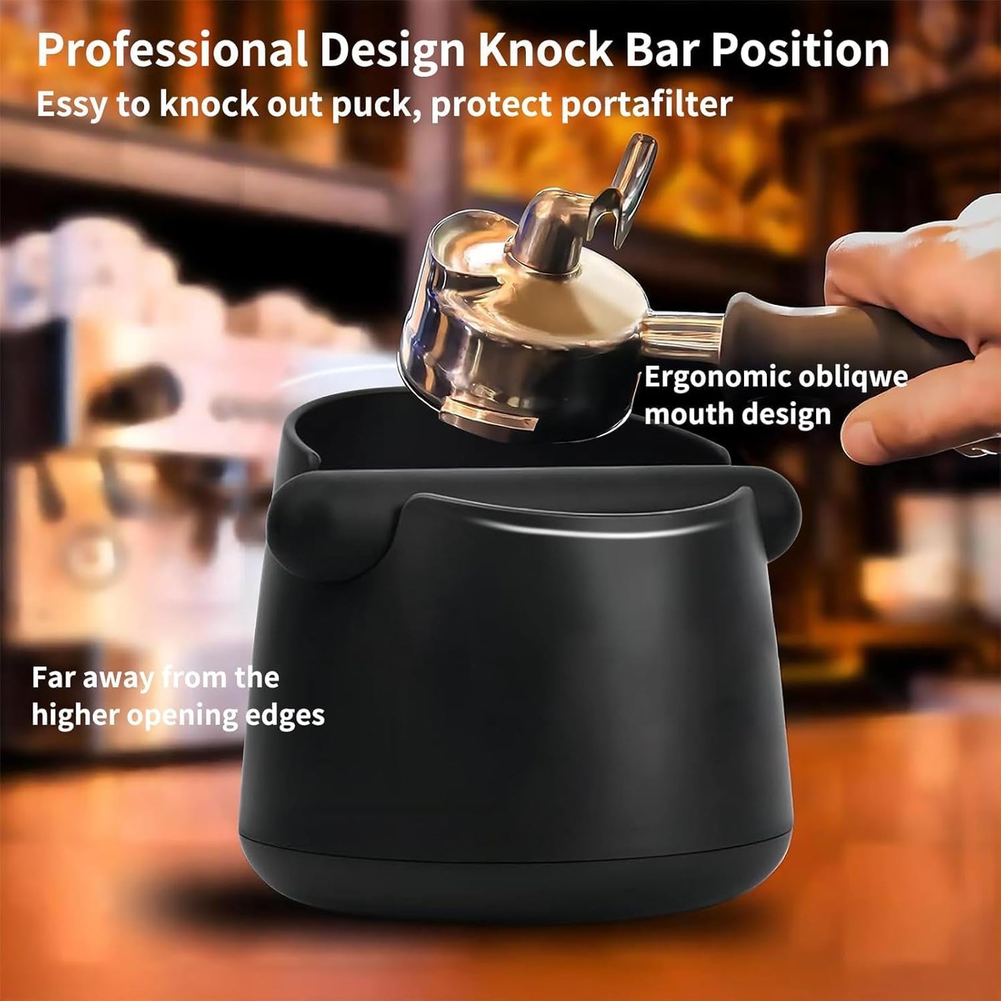 Espresso Knock Box with Barista Towels, Removable Shock-absorbent Knock Bar & Non-Slip Base - Knock Box Espresso, Knock Box for Coffee Grounds, Espresso Machine Accessories, Black, JDHAVMOS