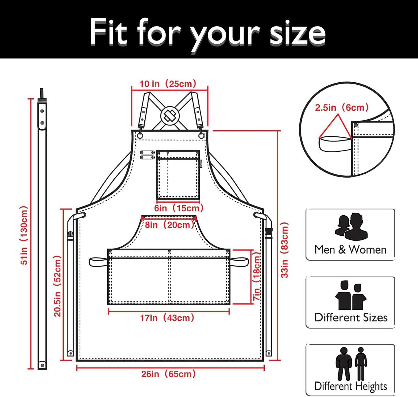 10 Pack Kitchen Aprons, Work Apron, Canvas, Multiple Pockets, Gardening, Painting, BBQ, Artist, Carpenter, Sizes M to XXL, Black