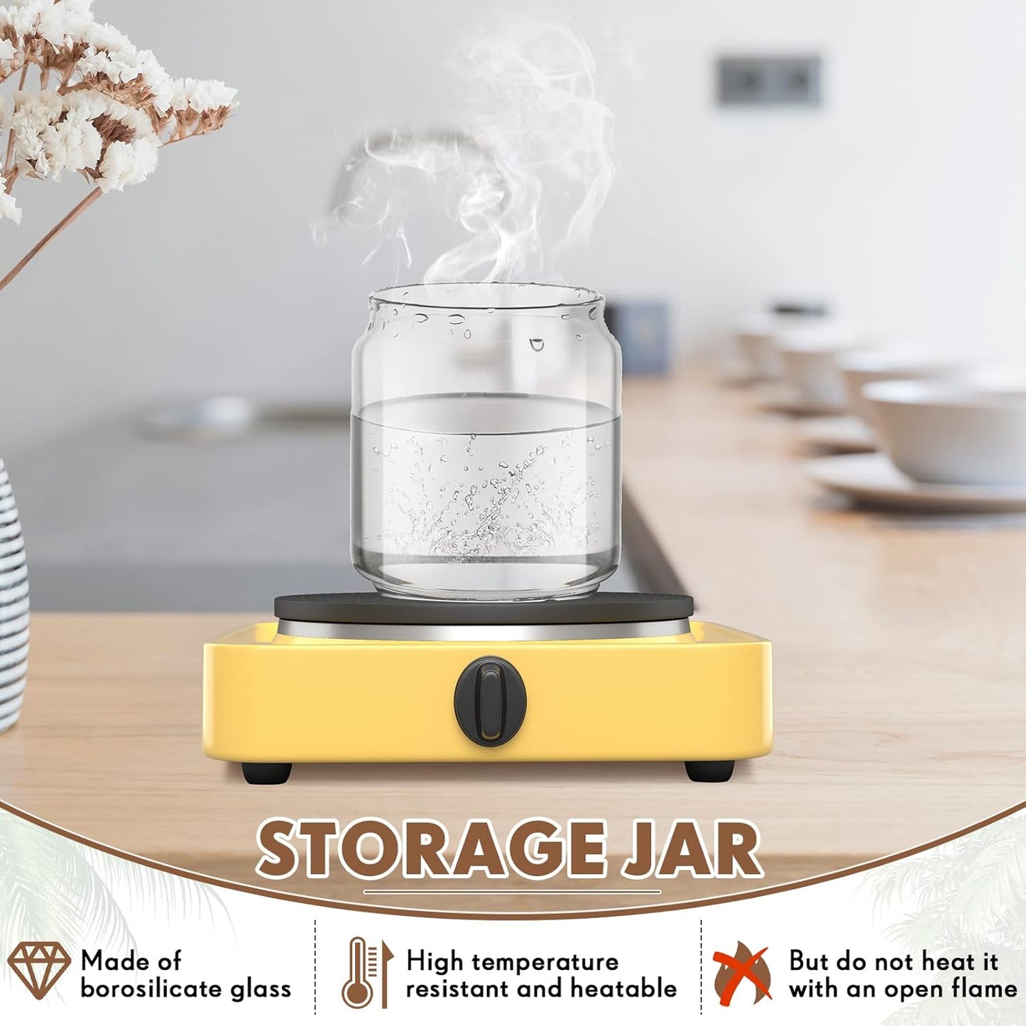 Irenare 16 Pcs 17 oz/ 500 ml Glass Canister Food Airtight Sealed Clear Borosilicate Glass Storage Jars with Lids Kitchen Spice Containers for Serving Coffee Sugar Tea Beans Candy Nuts Pantry (Wood)