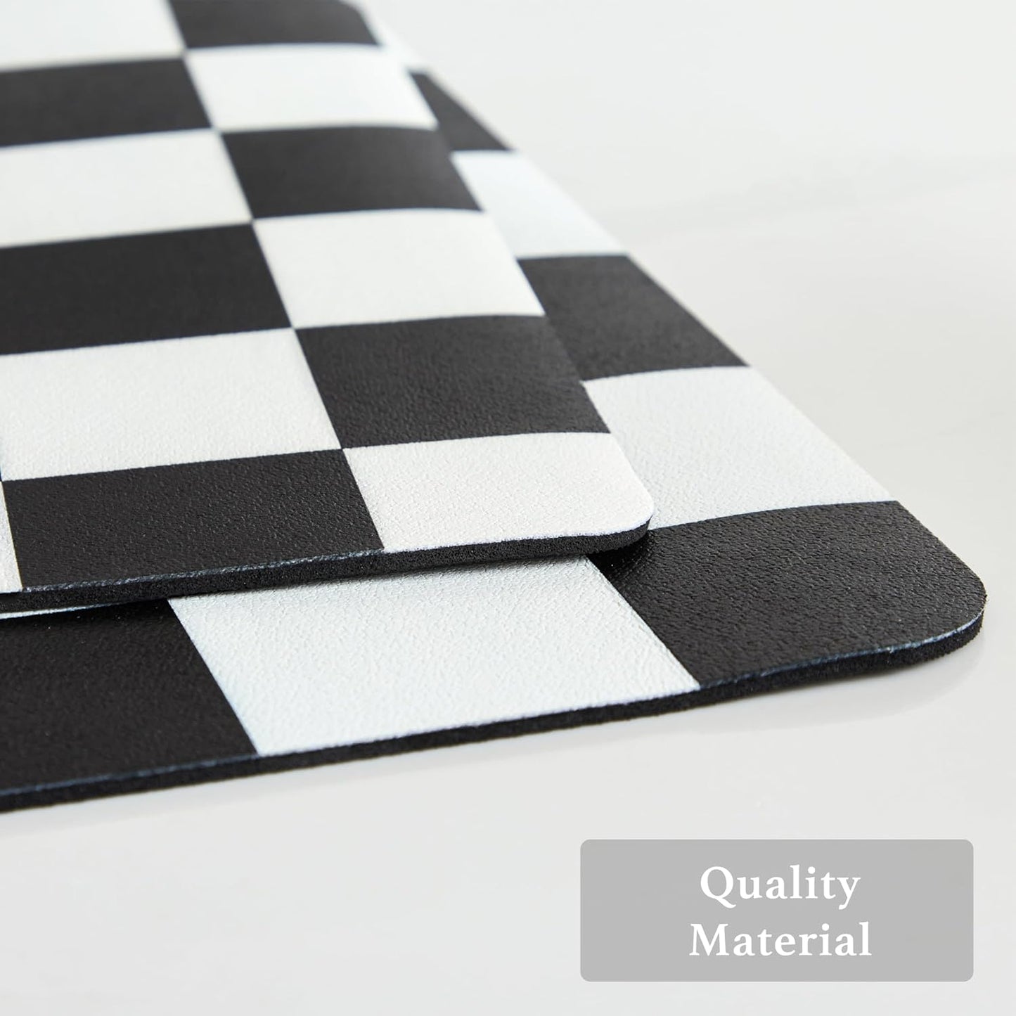 Checkered Dish Drying Mat for Kitchen Counter, Coffee Bar Station Accessories, Retro Cute Aesthetic Modern Absorbent Drainer Mat Kitchen Drying Mat Easy Clean, Black 16" x 24"