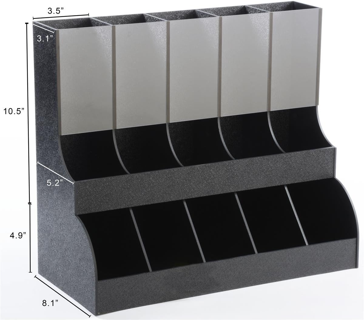 K-Cup Organizer and Dispenser, 10 Compartments, Holds 75+ K-Cups, Countertop, ABS Plastic (Black)