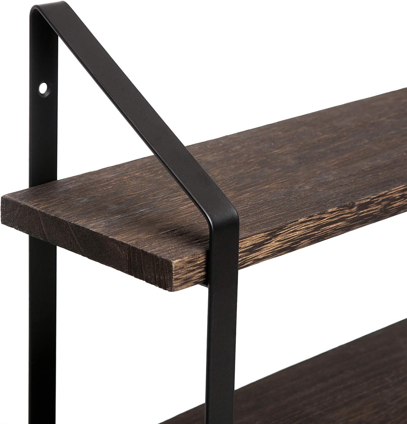 Mkono Floating Wall Shelves 3 Tier 17 Inch Rustic Hanging Shelf with Metal Bracket Wall Mount Wood Storage Display Shelves for Living Room Bathroom Bedroom Kitchen Office,Medium