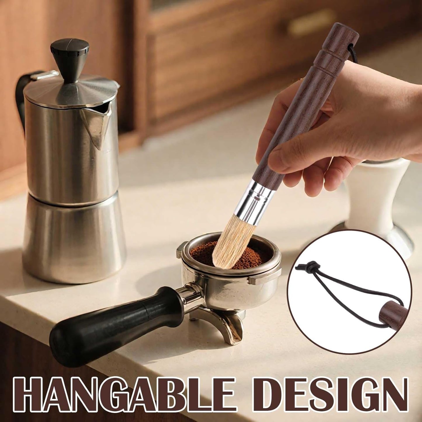 2PCS Coffee Brush Grinder Cleaner, Espresso Cleaning Barista Brush Used on Group Heads Shower Screen Portafilter Scoop Tamper